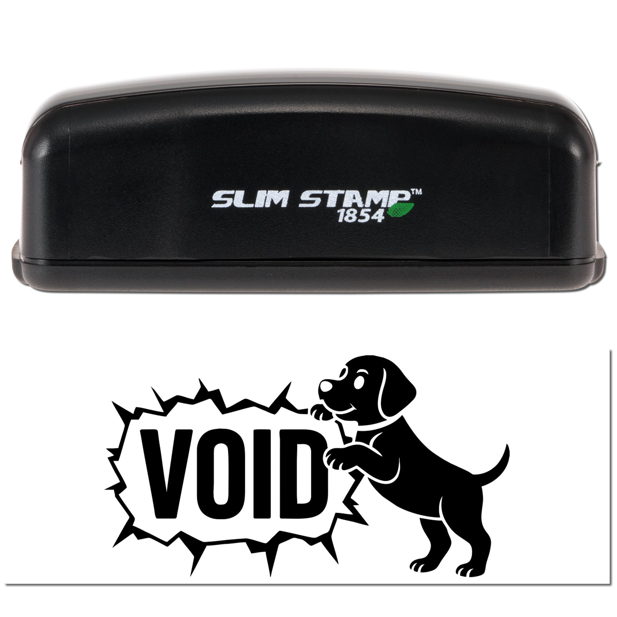 Slim Stamp 1854 rubber stamp with VOID dog design, ideal for document marking