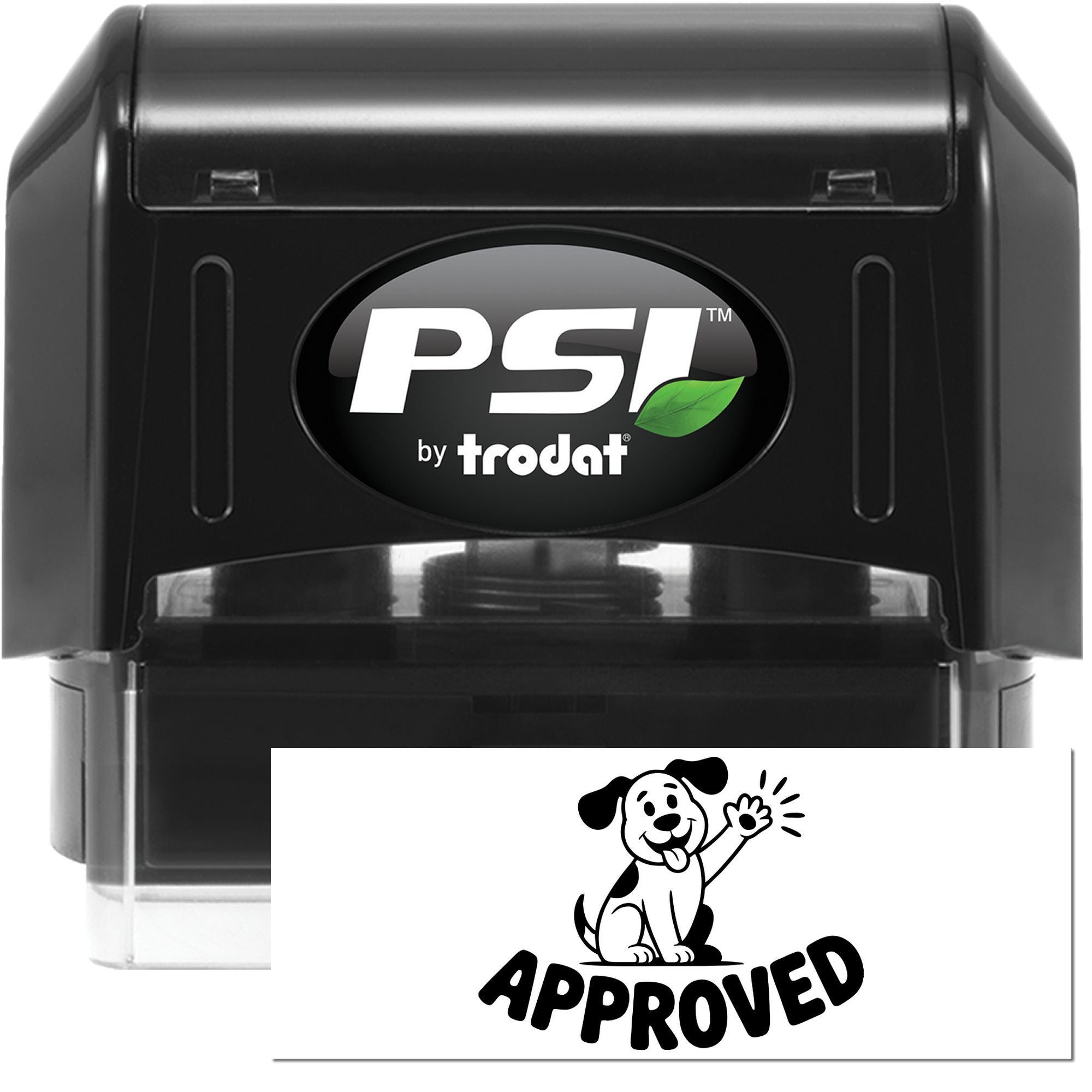 PSI by Trodat self-inking rubber stamp with Approved dog design imprint for office and pet-themed stamping