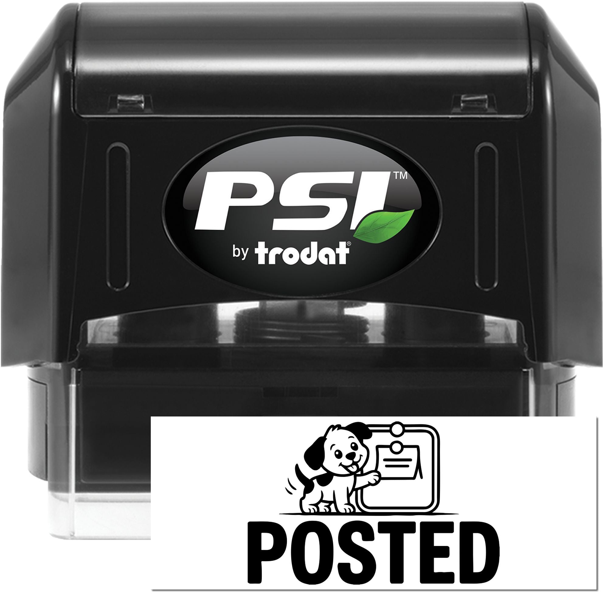 PSI by Trodat self-inking rubber stamp with Posted imprint for mail sorting and office paperwork.