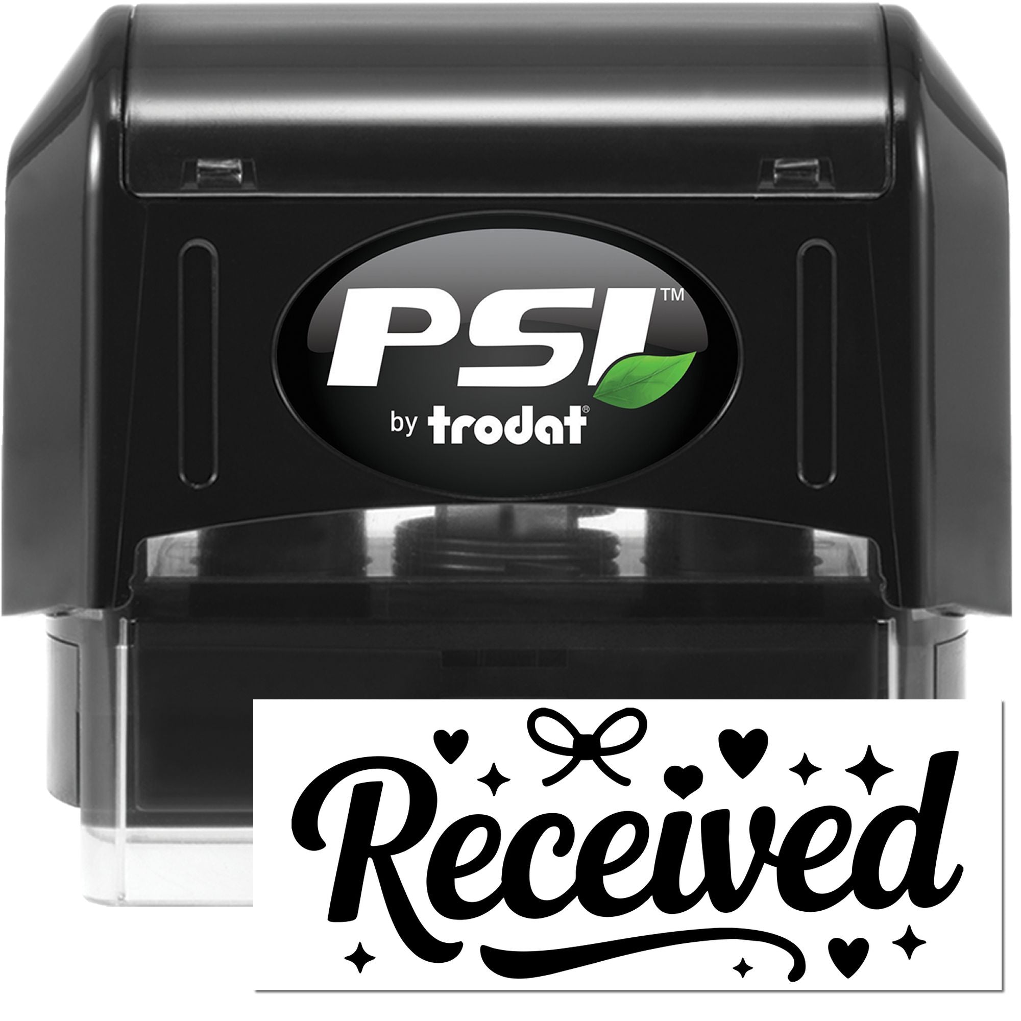 PSI by Trodat self-inking rubber stamp with decorative Received imprint for office mail and document processing.