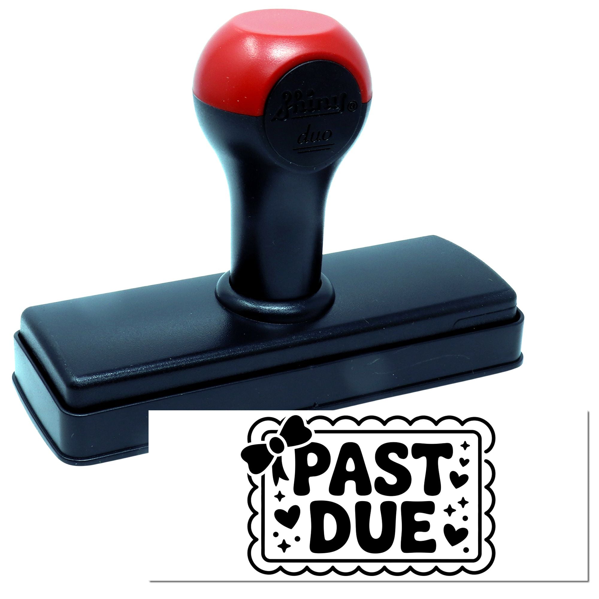 Self-inking rubber stamp with Past Due imprint for billing, invoices, and overdue payment reminders.