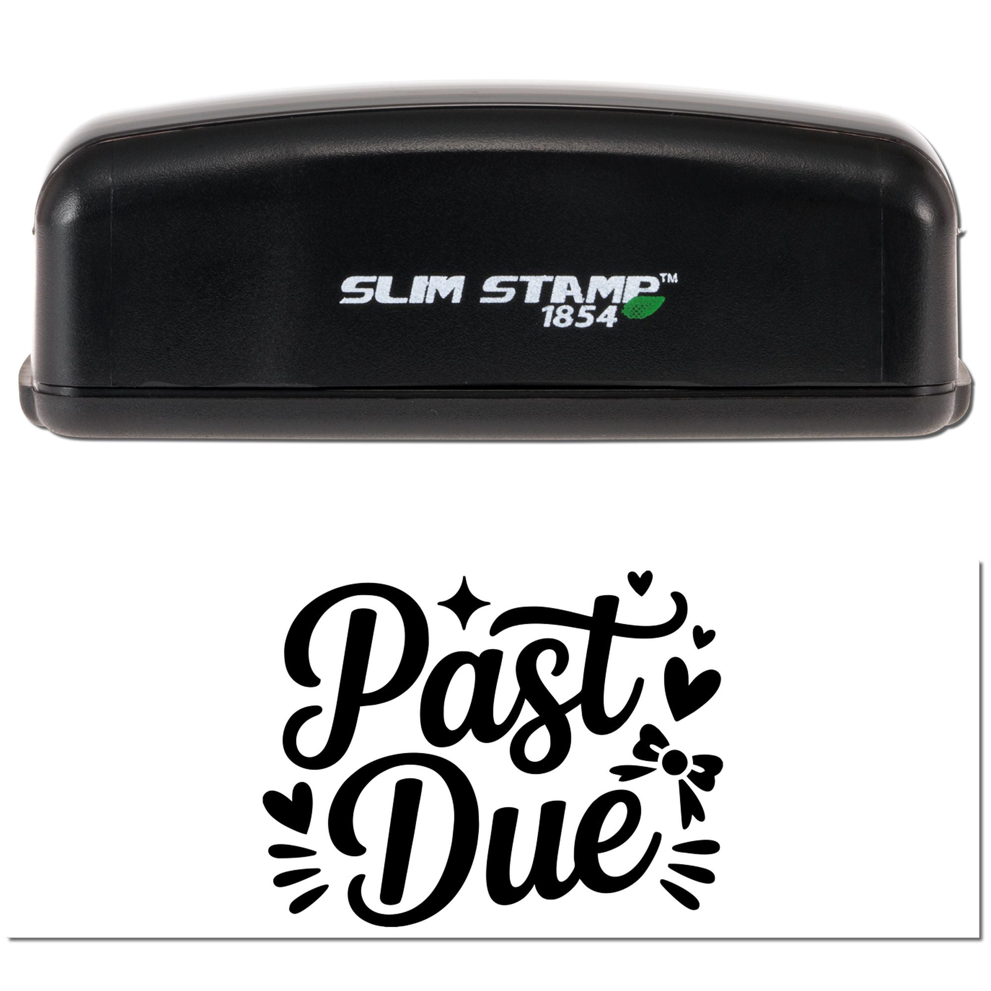 Slim Stamp 1854 rubber stamp with decorative Past Due imprint for overdue invoice and payment reminder use.
