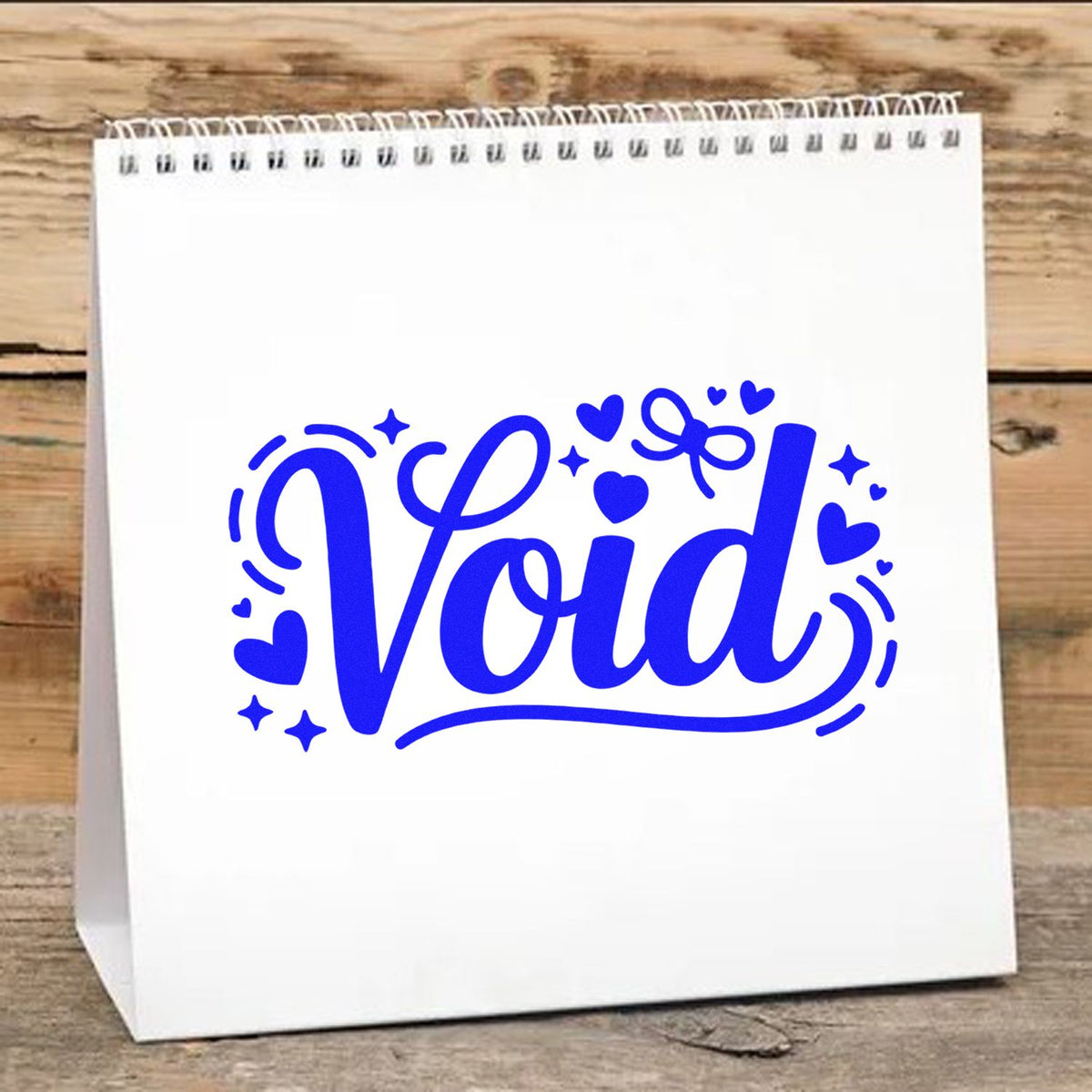 Void rubber stamp design with hearts and stars for custom packaging, craft projects, and labeling.