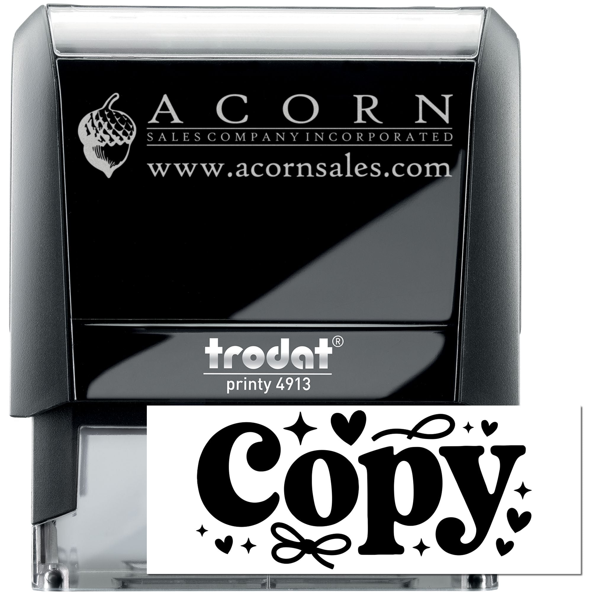 Custom self-inking rubber stamp for Acorn Sales Company with Copy imprint, Trodat Printy 4913.