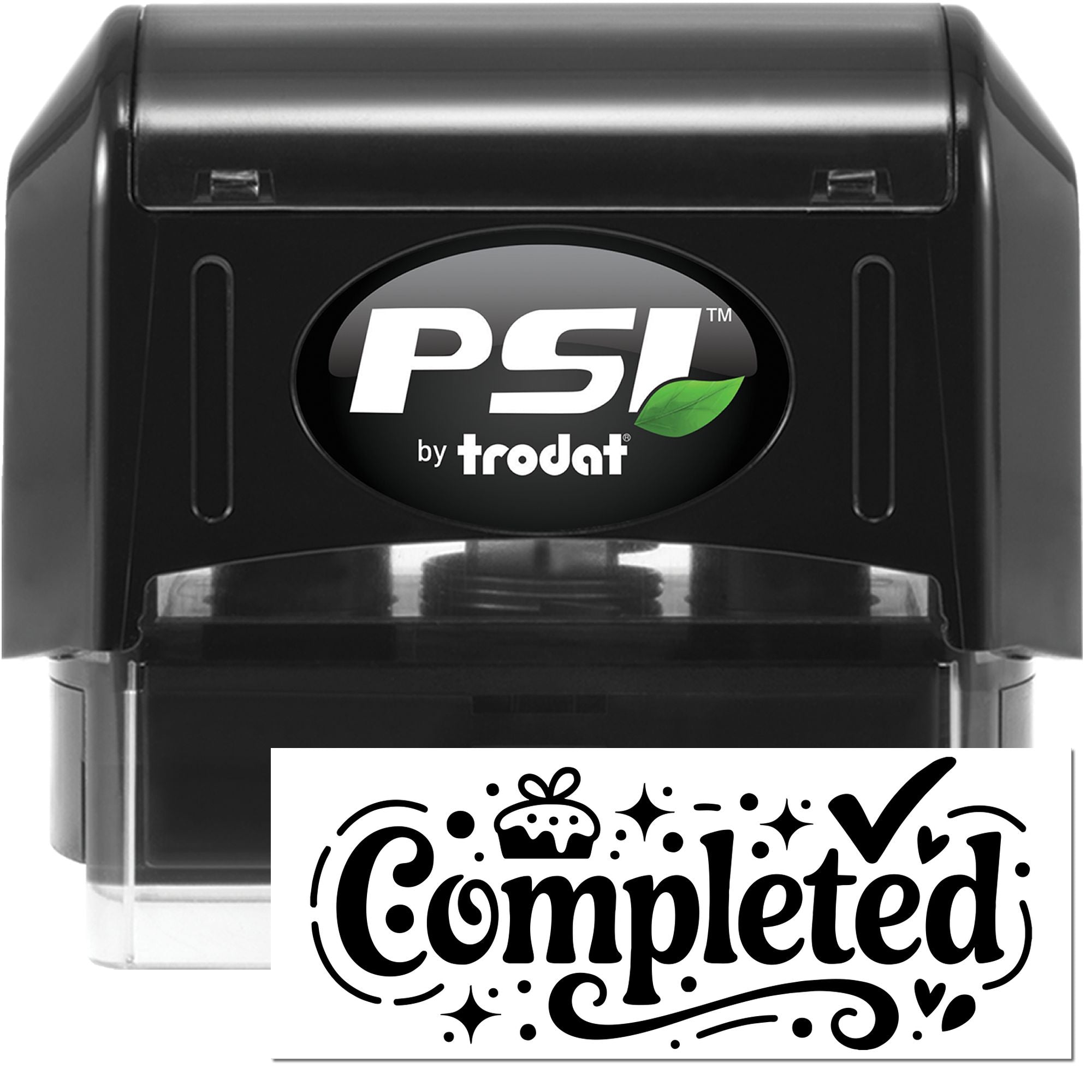 PSI by Trodat self-inking rubber stamp with Completed impression for document approval and office use