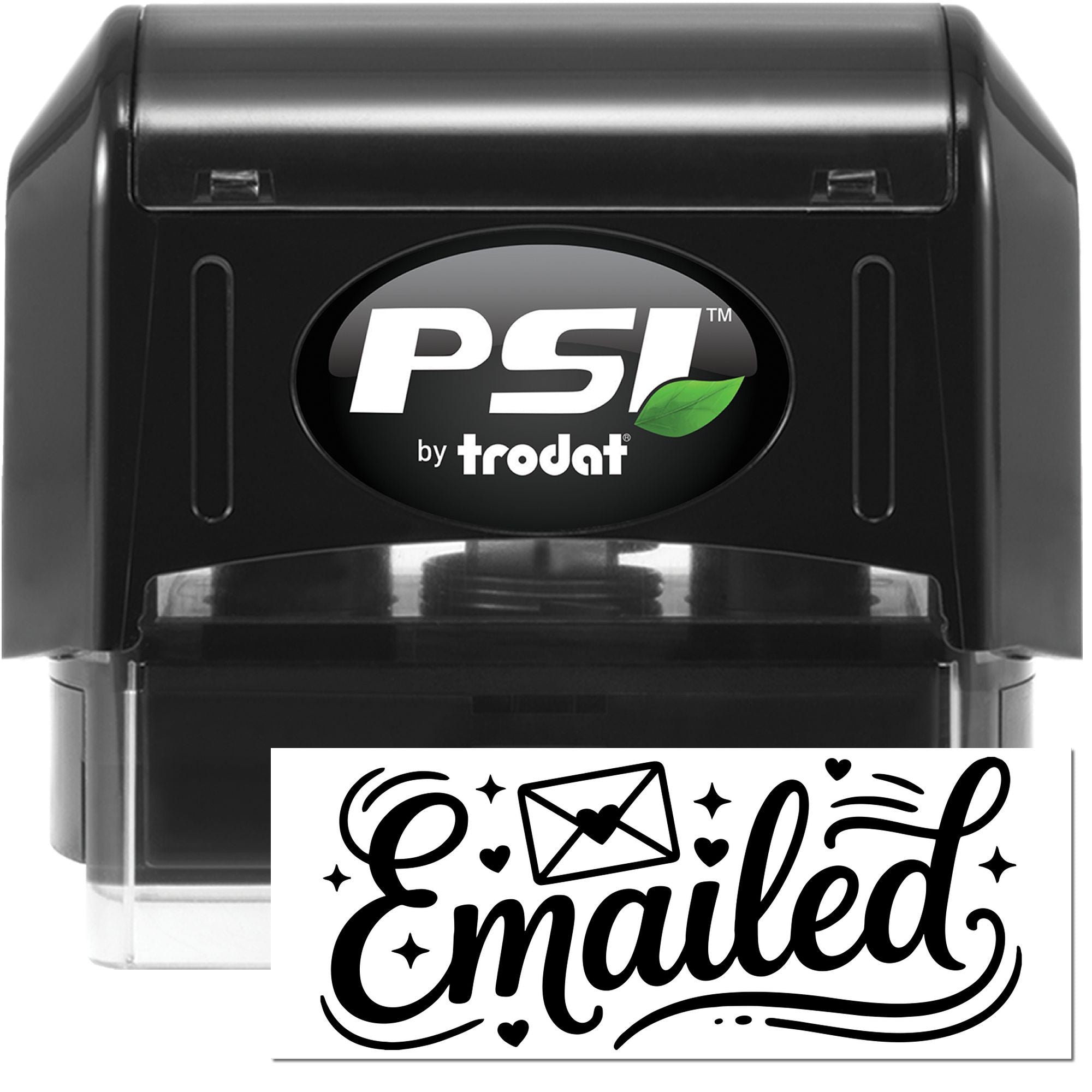 PSI by Trodat self-inking rubber stamp with Emailed impression, ideal for office mail tracking and document handling.
