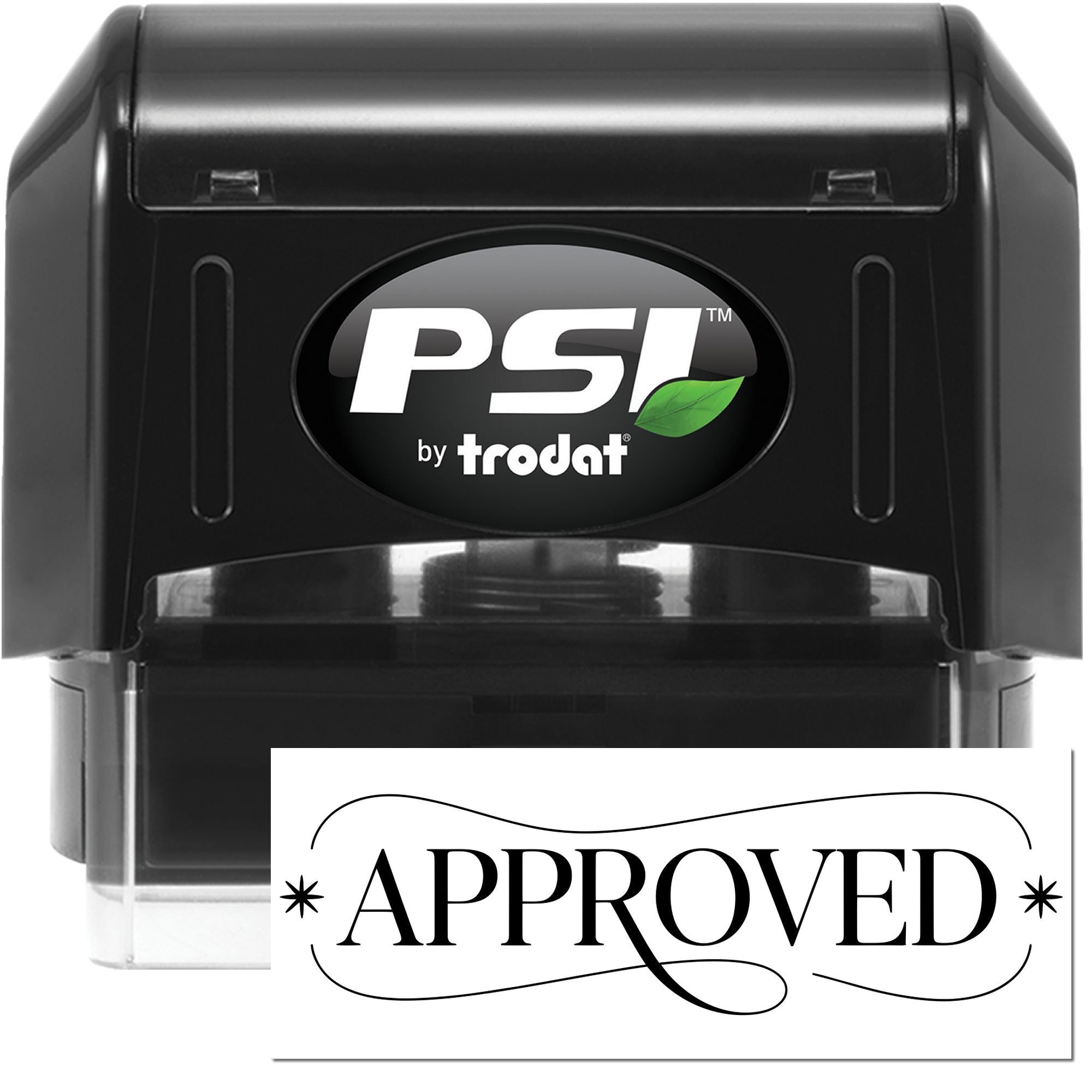 PSI by Trodat self-inking rubber stamp with APPROVED imprint for fast office document approval