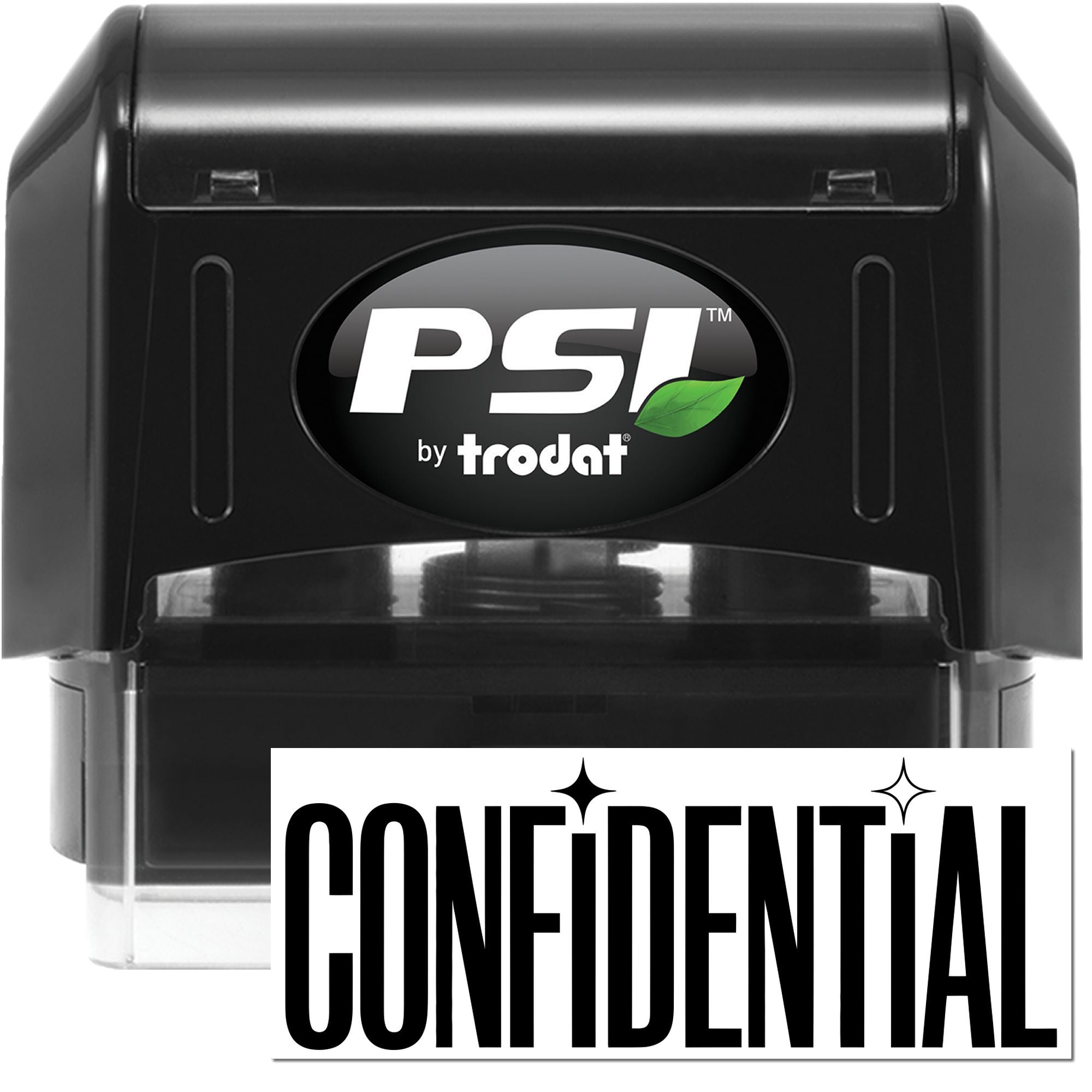 PSI by Trodat confidential self-inking rubber stamp for marking office documents private and restricted.