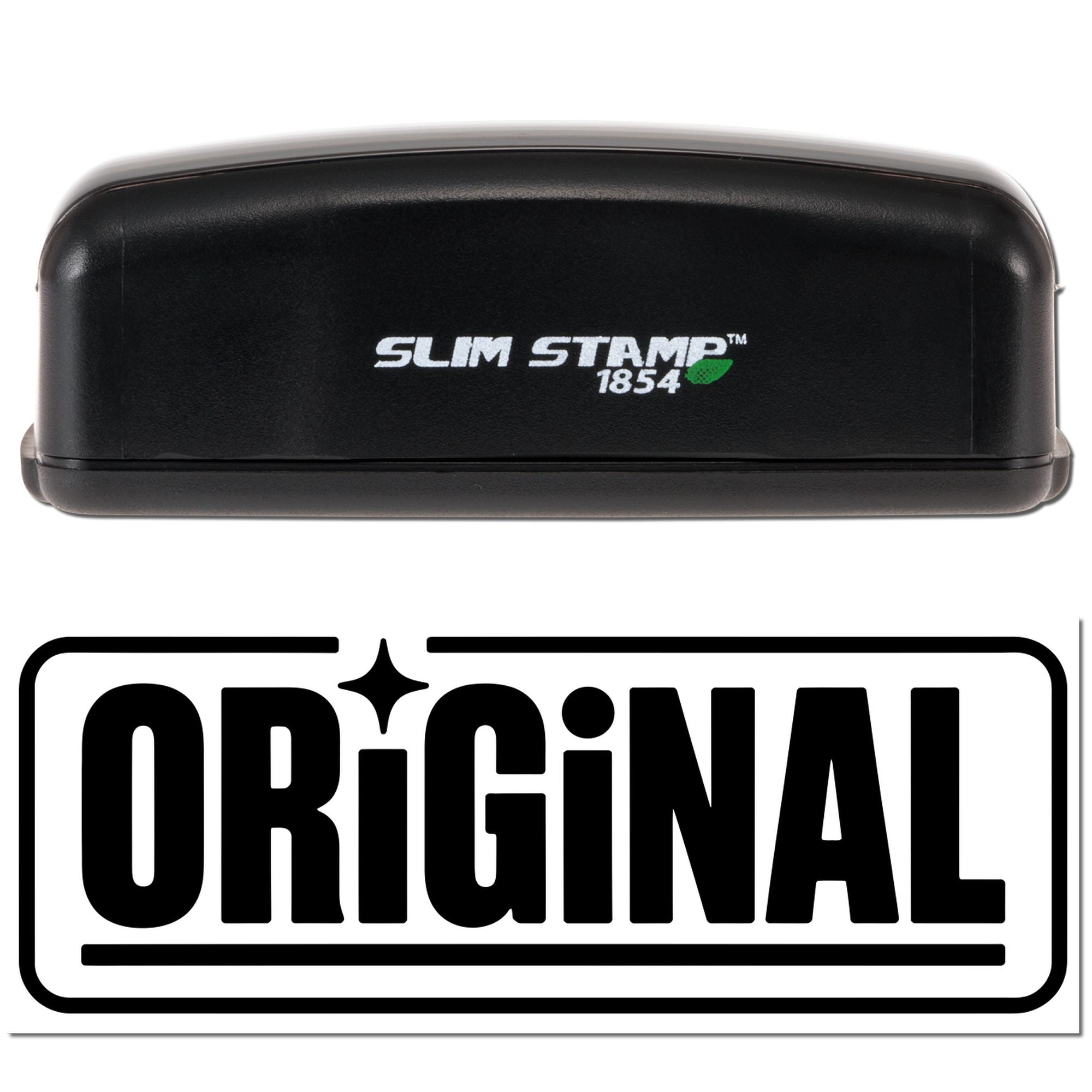 Slim Stamp 1854 self-inking rubber stamp with Original imprint for branding and custom marking