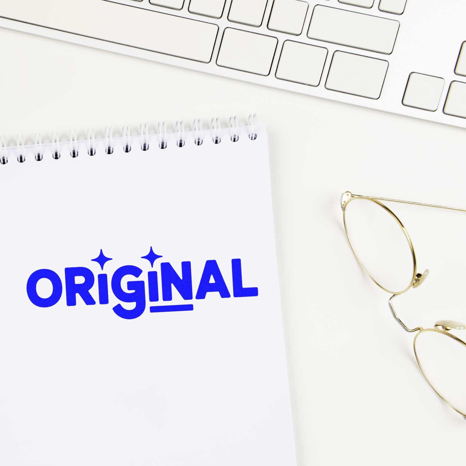 Custom rubber stamp imprint reading ORIGINAL in blue, ideal for branding, packaging, and handmade business projects.