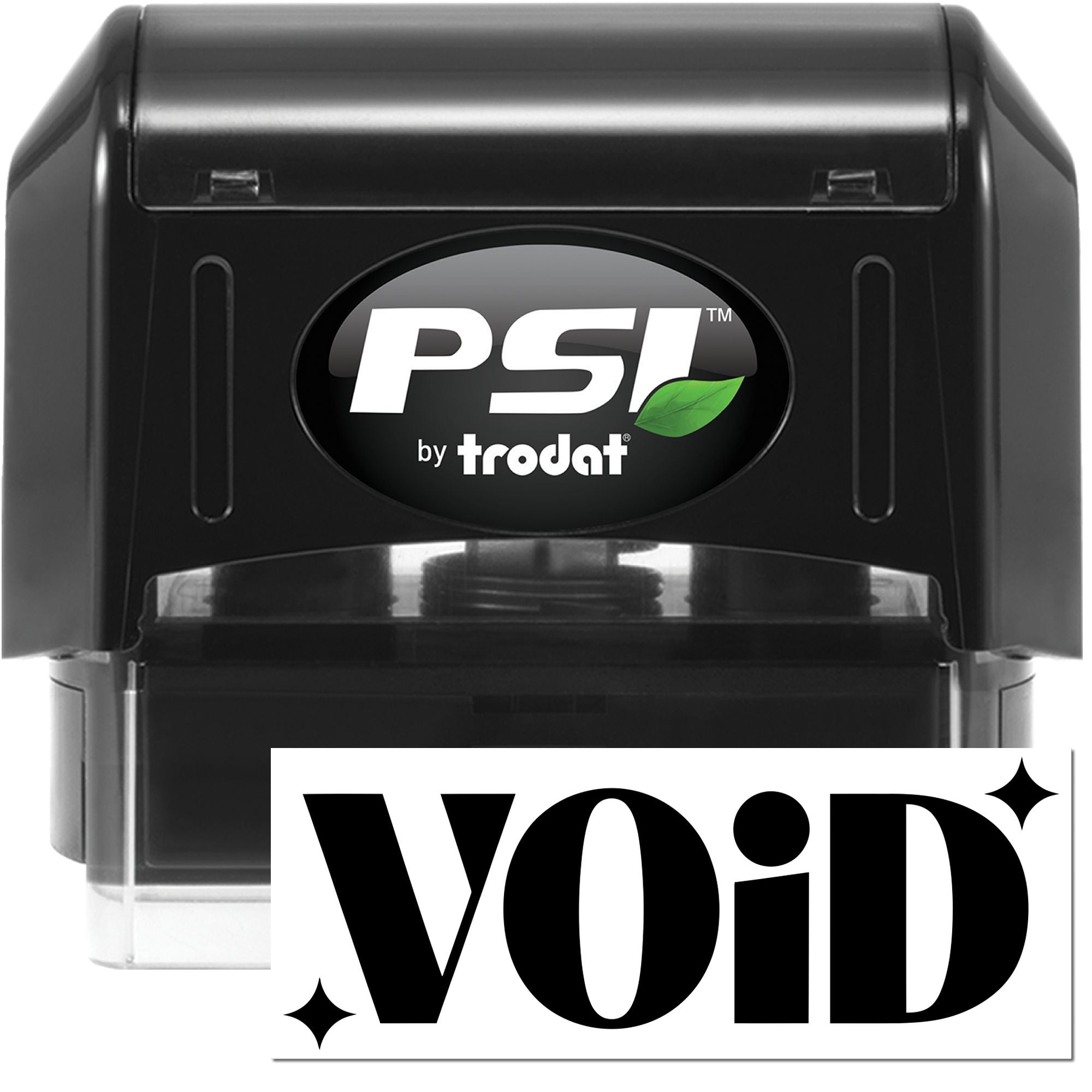 PSI by Trodat self-inking rubber stamp with VOID imprint for document security and fraud prevention.