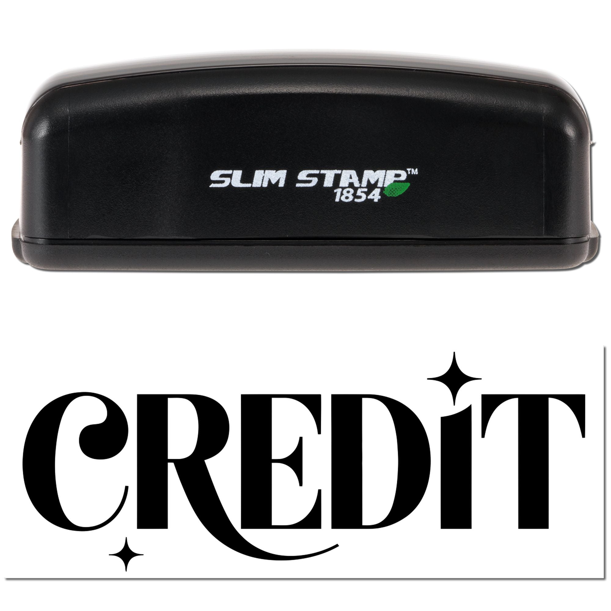 Slim Stamp 1854 rubber stamp with CREDIT imprint for accounting, billing, or payment processing.