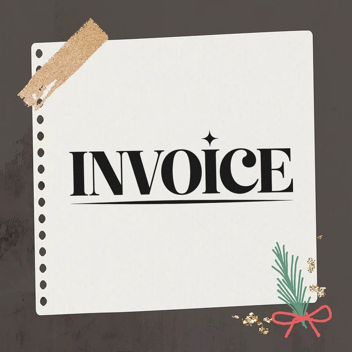 Invoice rubber stamp design for business billing, bookkeeping, and office paperwork.