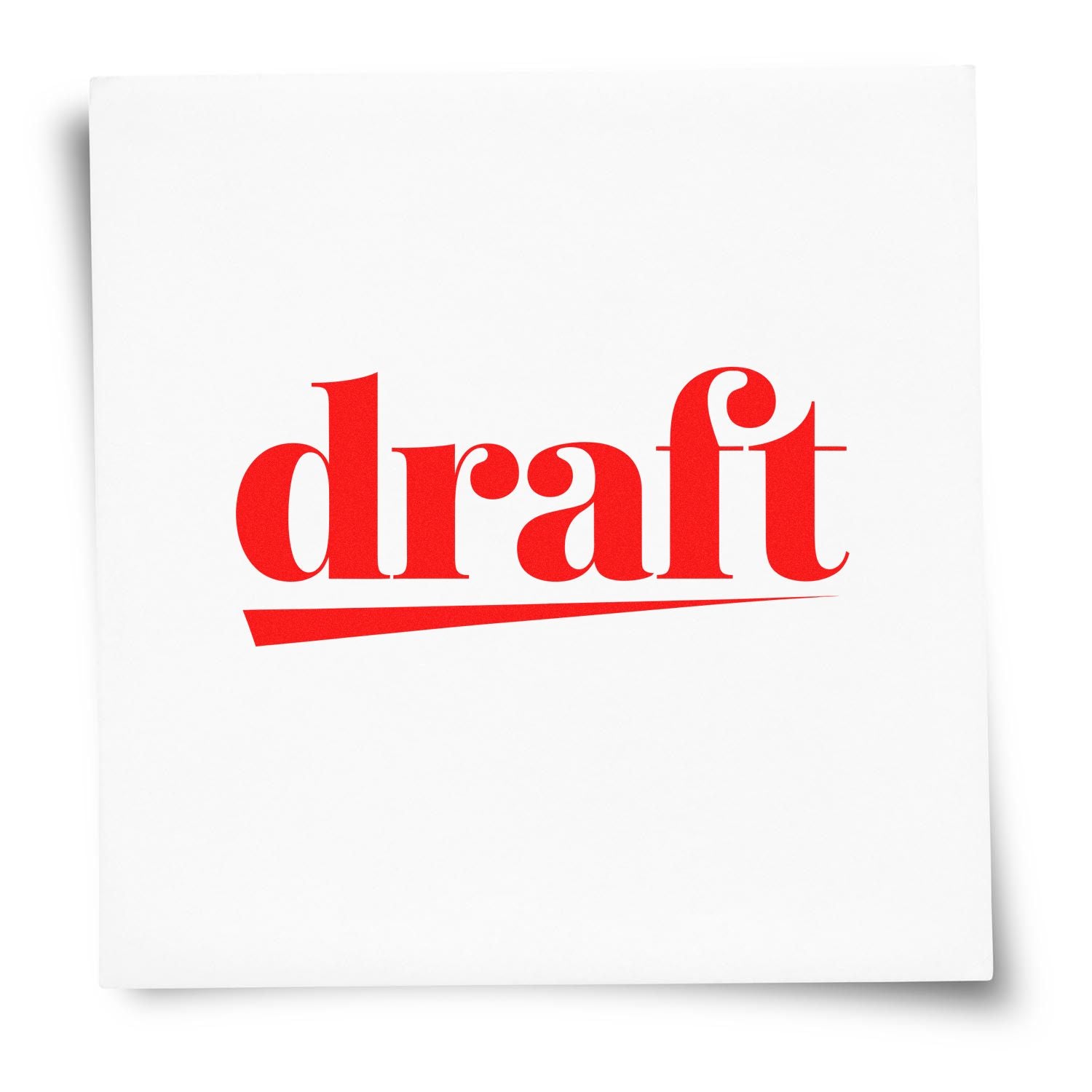 Red draft rubber stamp on white paper, labeling a document as a draft for review and approval.