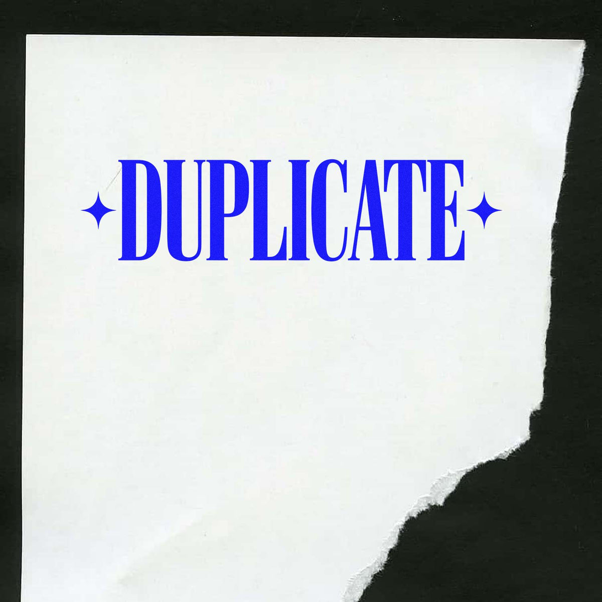 Duplicate rubber stamp design with bold blue text for marking copies, office files, and business documents.