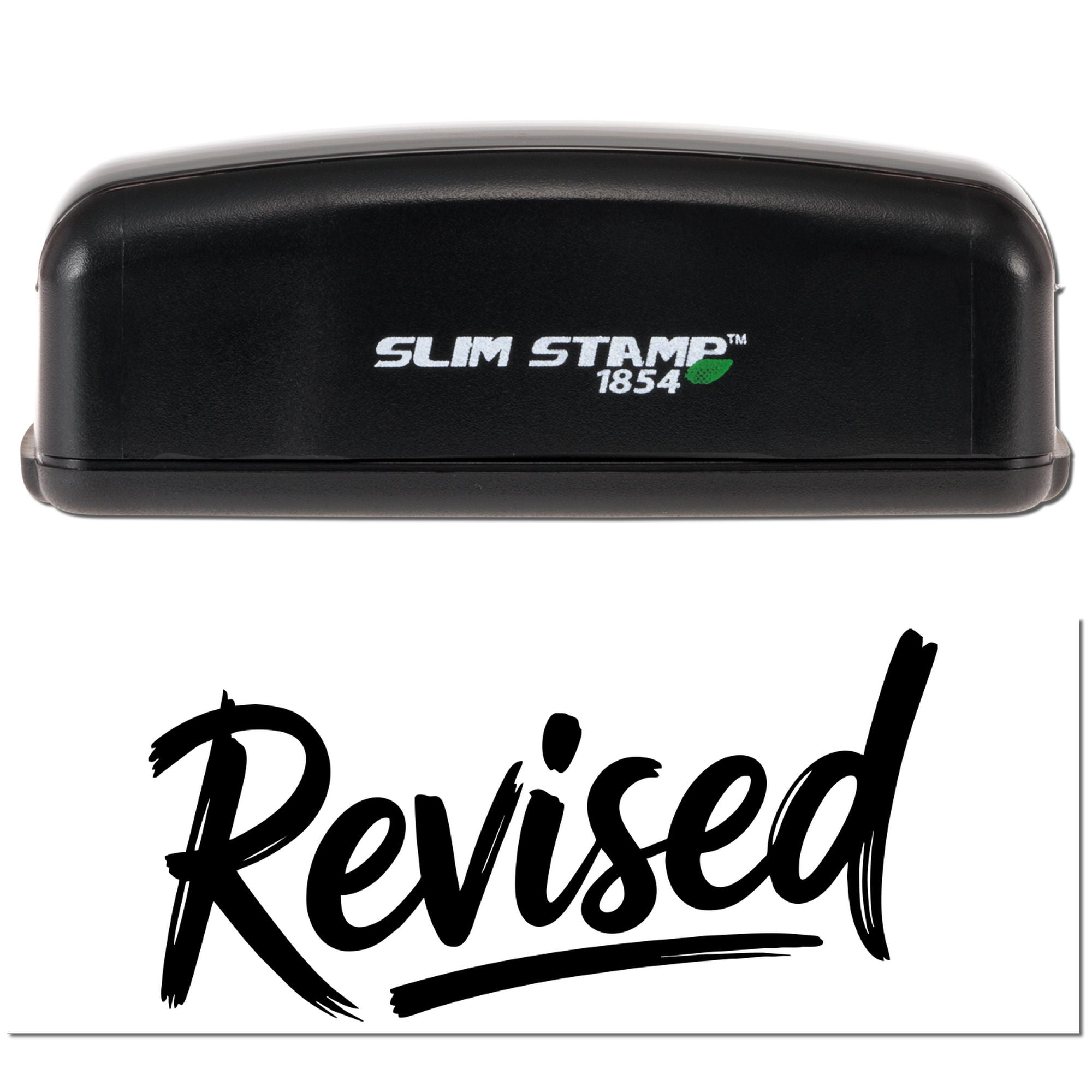 Handwritten Revised Compact Pre-Inked Stamp For Documents