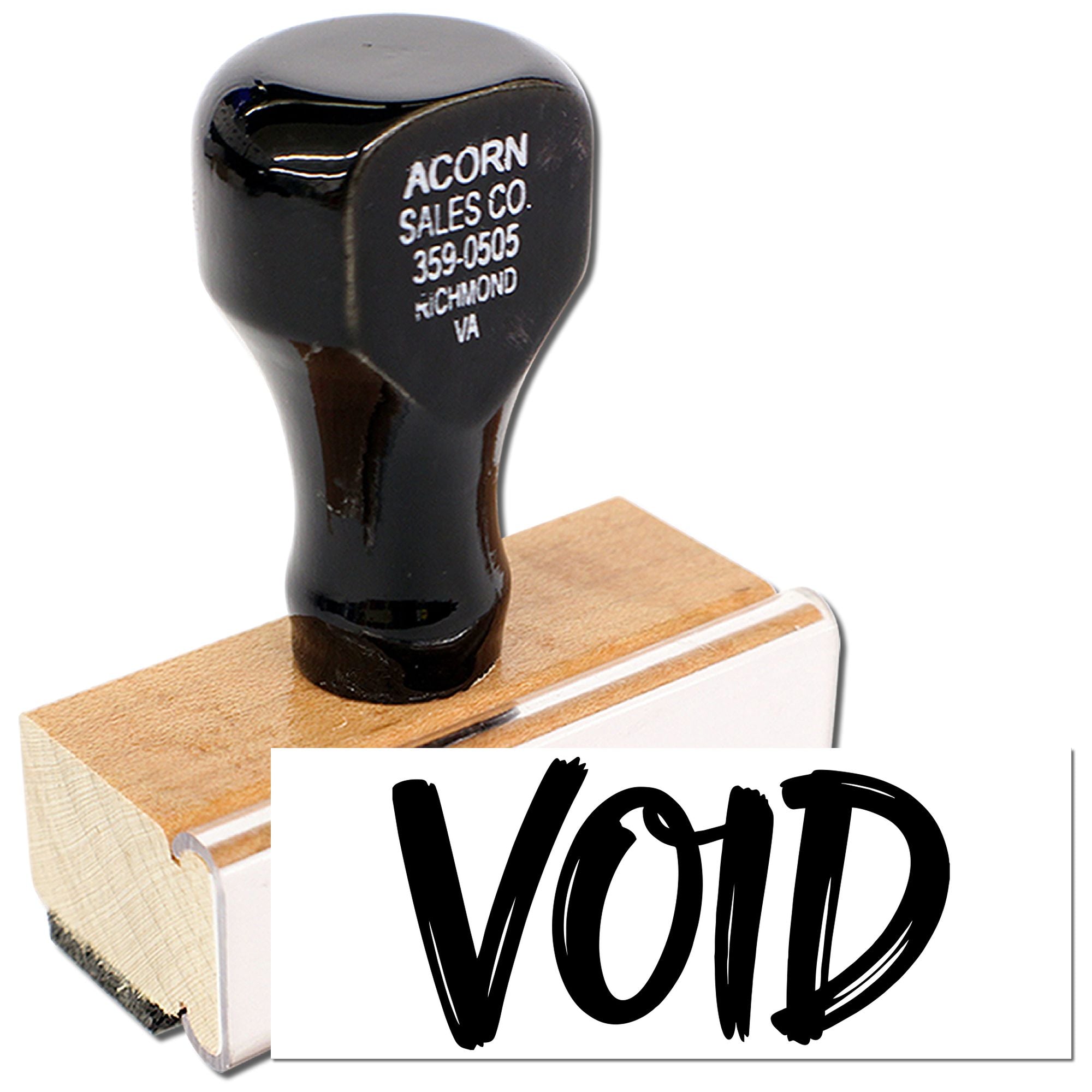 Wood handle VOID rubber stamp for marking documents invalid, canceled, or voided quickly and clearly
