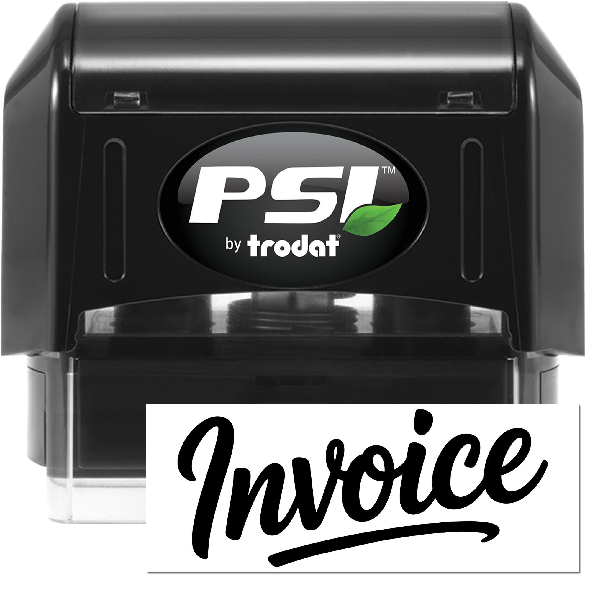 PSI by Trodat self-inking invoice rubber stamp with custom imprint for office billing, accounting, and paperwork