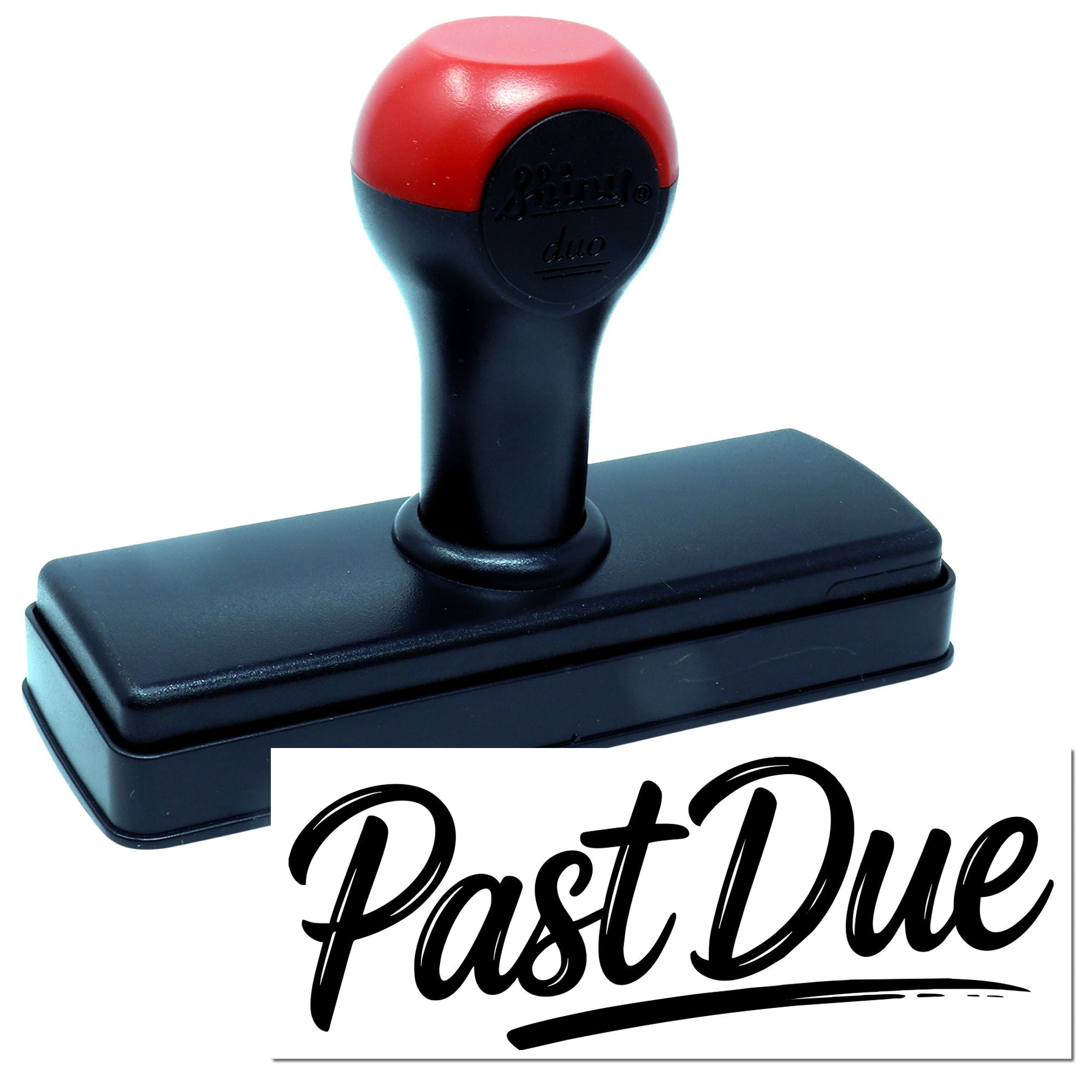 Self-inking rubber stamp with Past Due imprint for billing and accounts receivable notices.