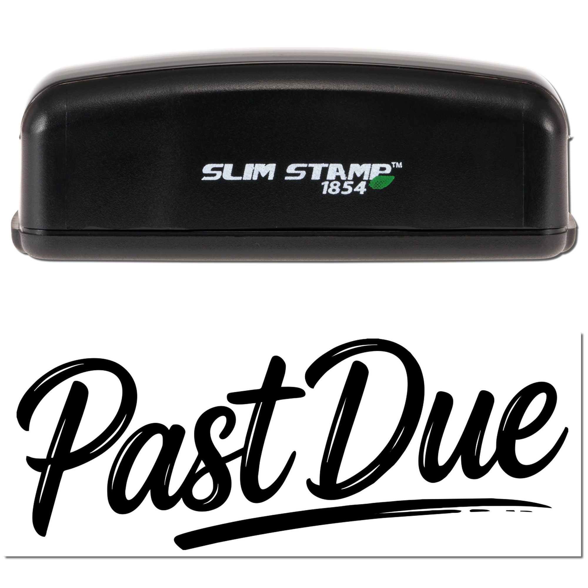 Slim Stamp 1854 self-inking rubber stamp with Past Due imprint for billing and office reminder use.
