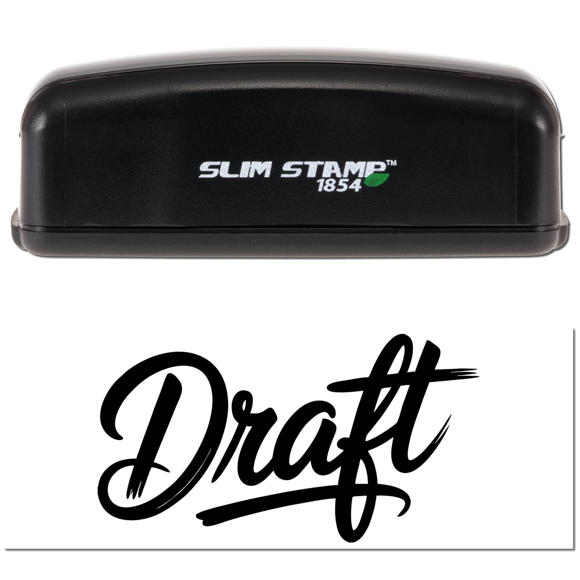 Handwritten Draft Compact Pre-Inked Rubber Stamp For Office Documents