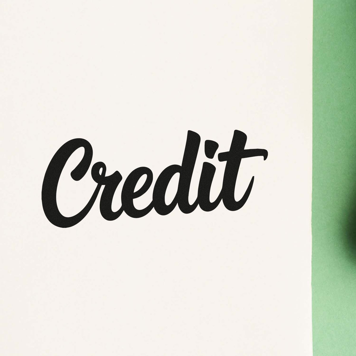 Black Credit script rubber stamp impression for accounting, billing, and payment documents.