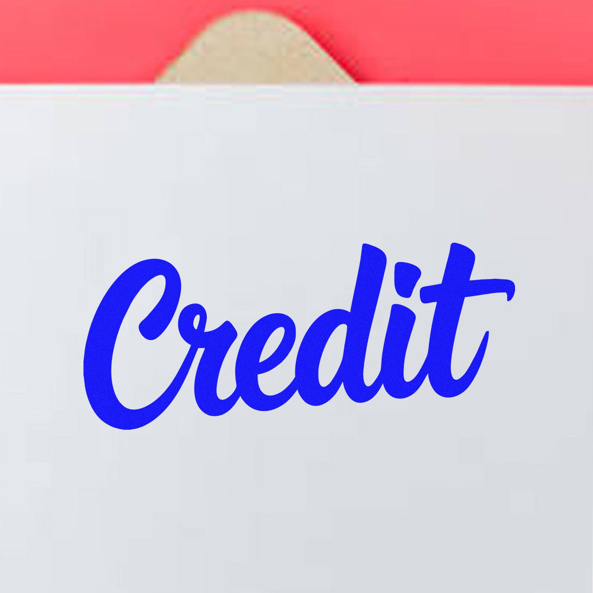 Blue Credit rubber stamp on paper for accounting and office use
