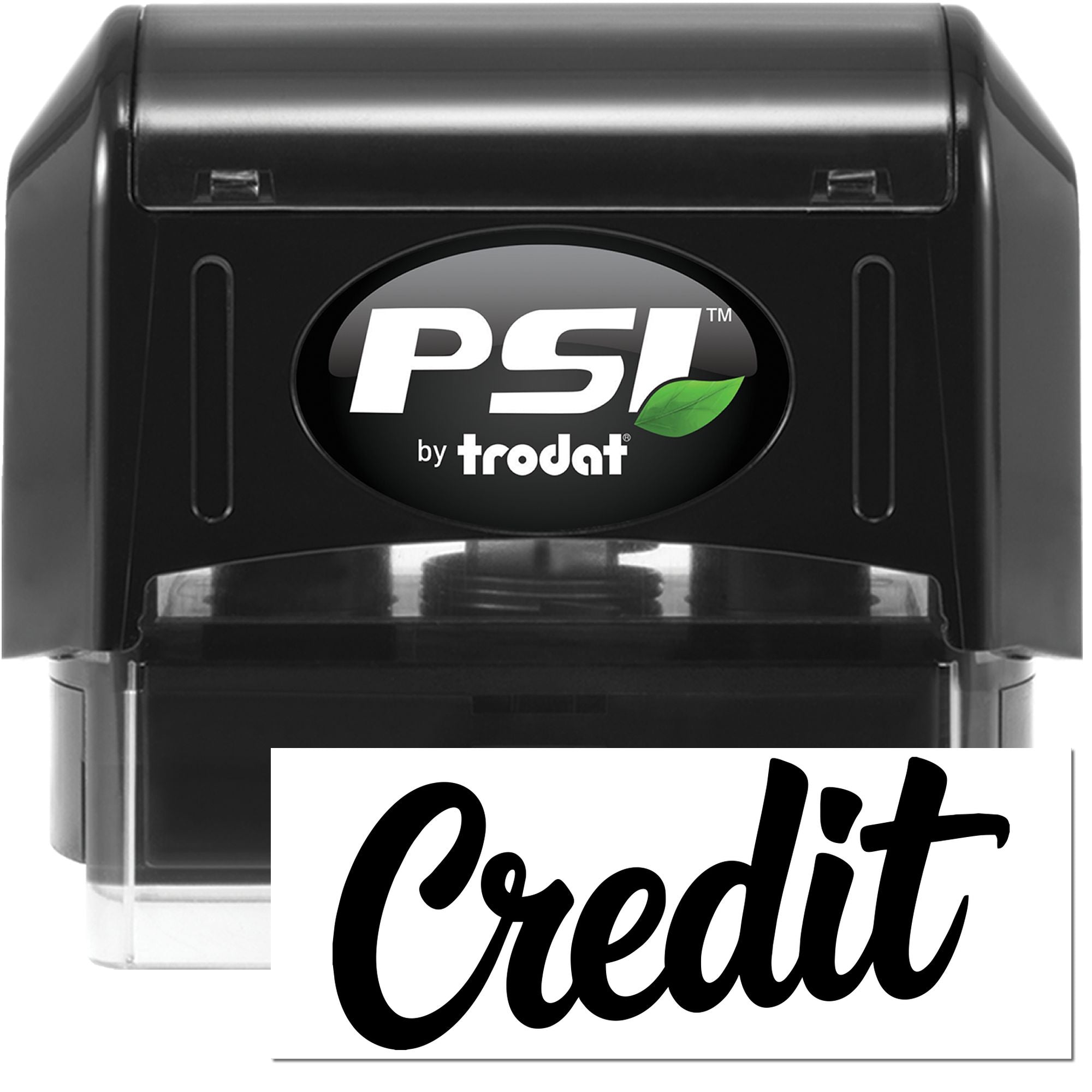 PSI by Trodat self-inking rubber stamp with custom Credit imprint for office and accounting use