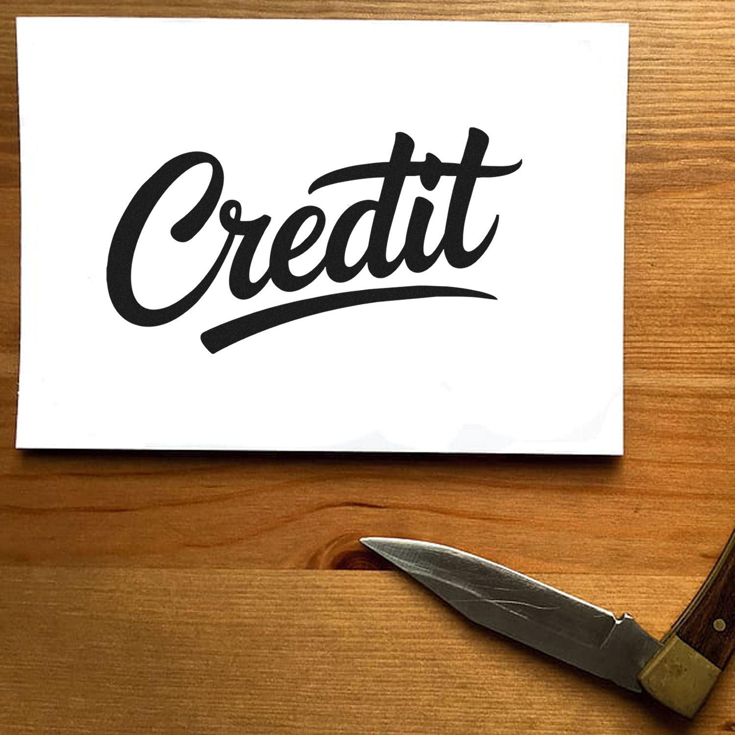 Custom Credit rubber stamp impression in bold script on paper, ideal for accounting, office, and business marking.
