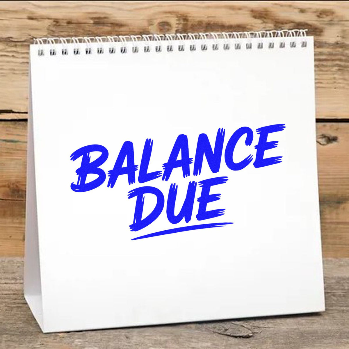 Blue Balance Due rubber stamp for invoices, payment reminders, and accounting documents.