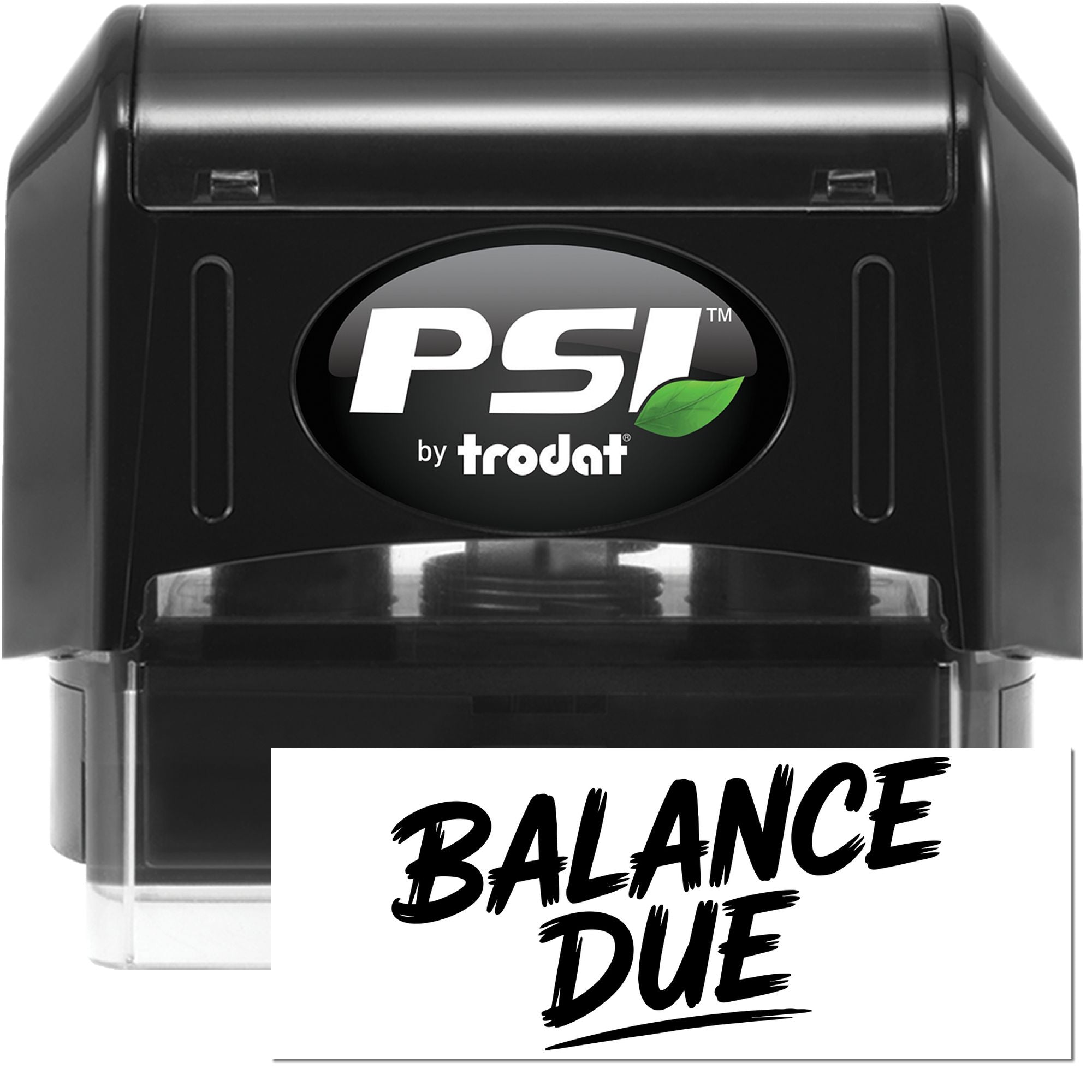 PSI by Trodat self-inking rubber stamp with bold BALANCE DUE imprint for billing and payment reminders