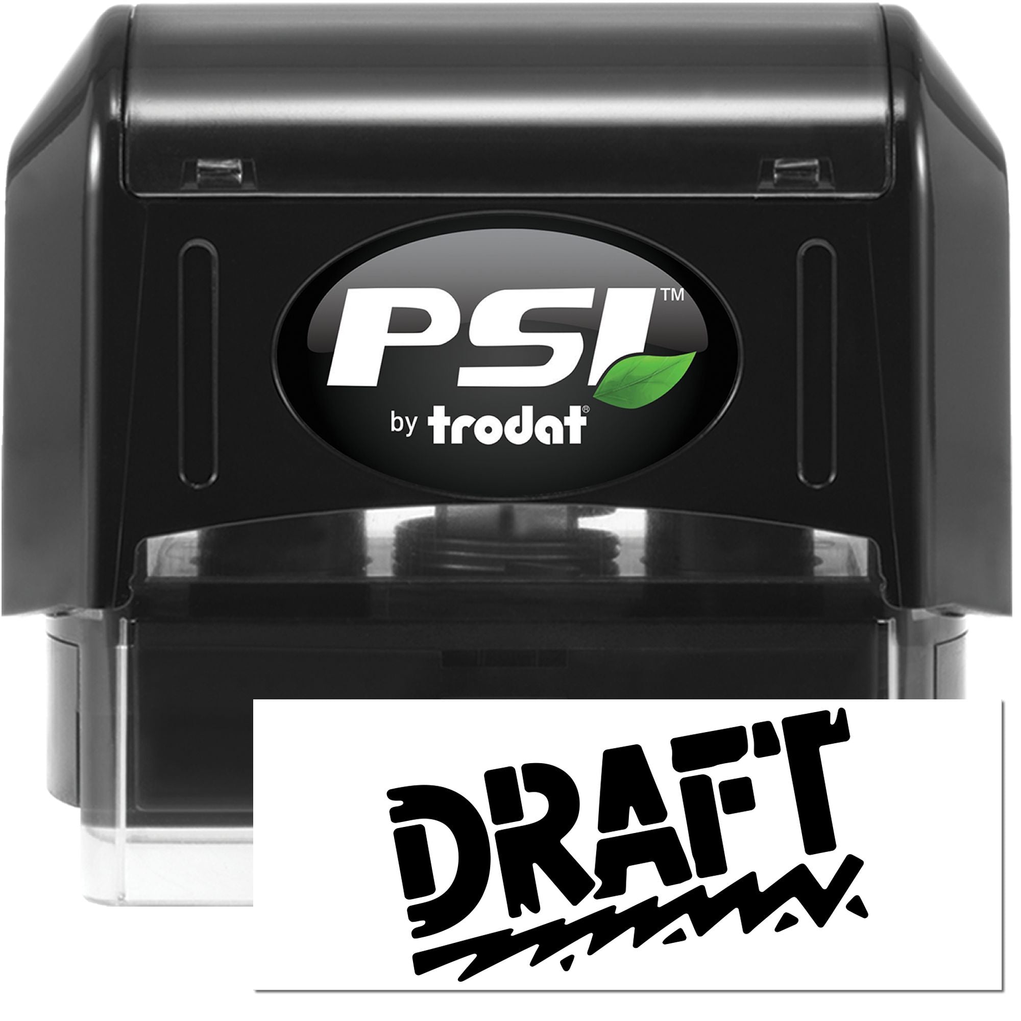 PSI by Trodat self-inking rubber stamp with bold DRAFT impression for document approval and office use