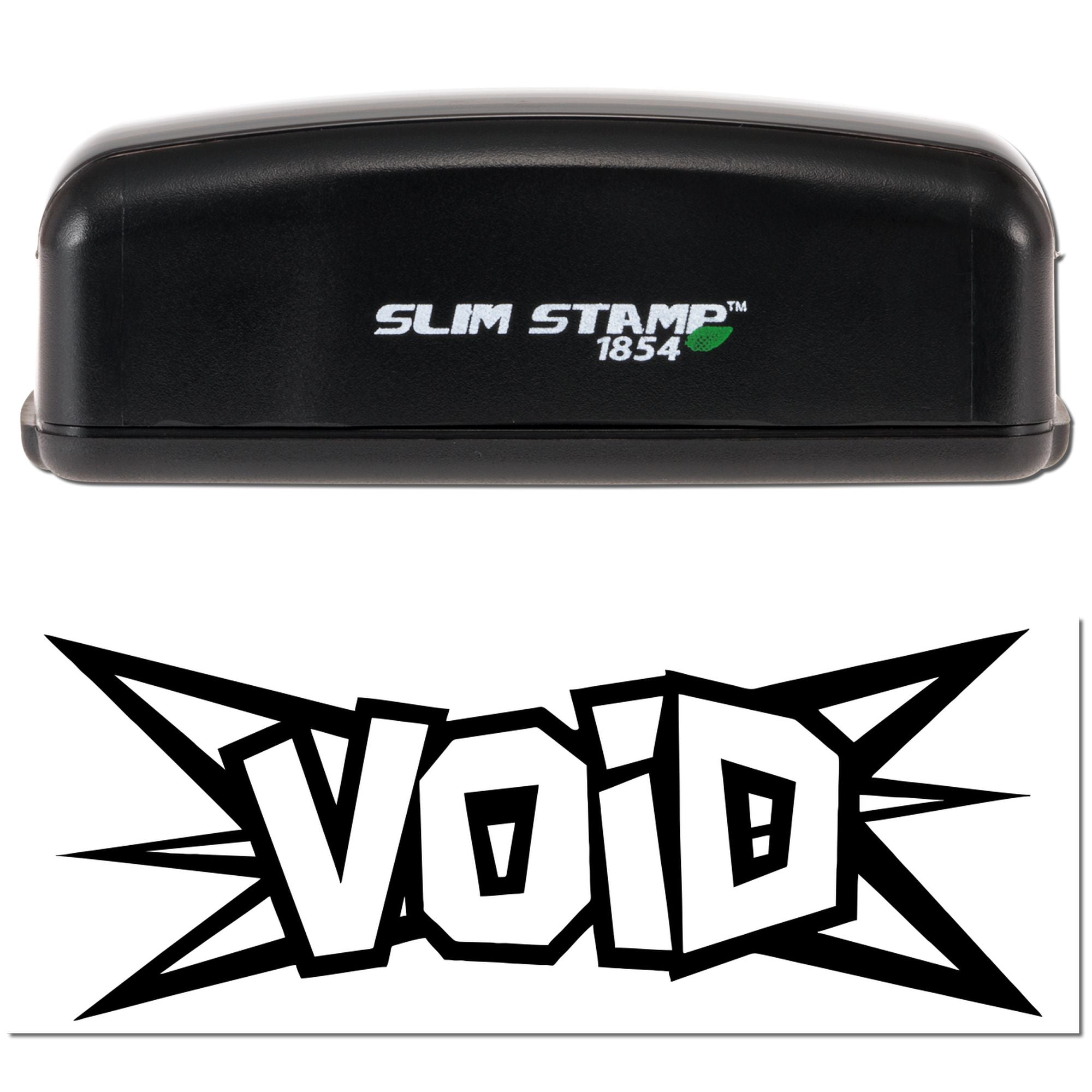 Slim Stamp 1854 self-inking rubber stamp with bold VOID imprint for document cancellation and security marking.