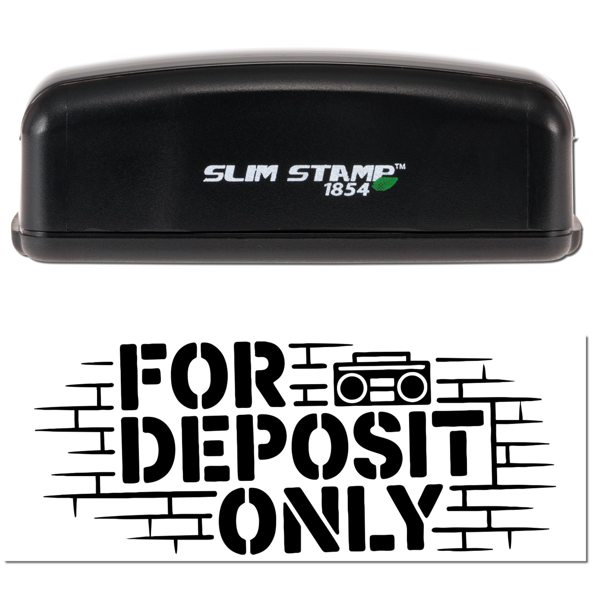 Slim Stamp 1854 custom rubber stamp with For Deposit Only bank endorsement imprint