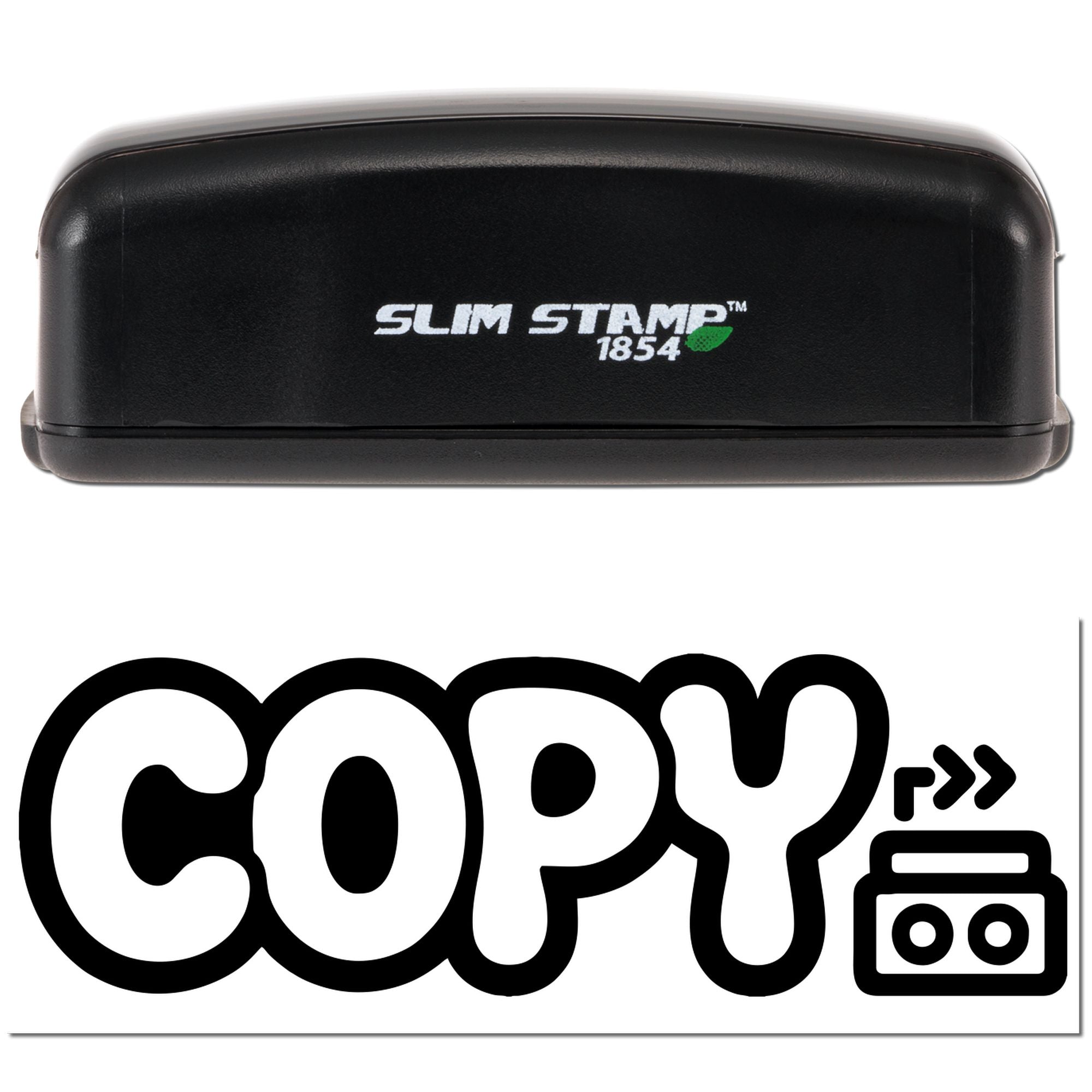 Slim Stamp 1854 self-inking copy rubber stamp for marking duplicate documents in office and mail workflows.
