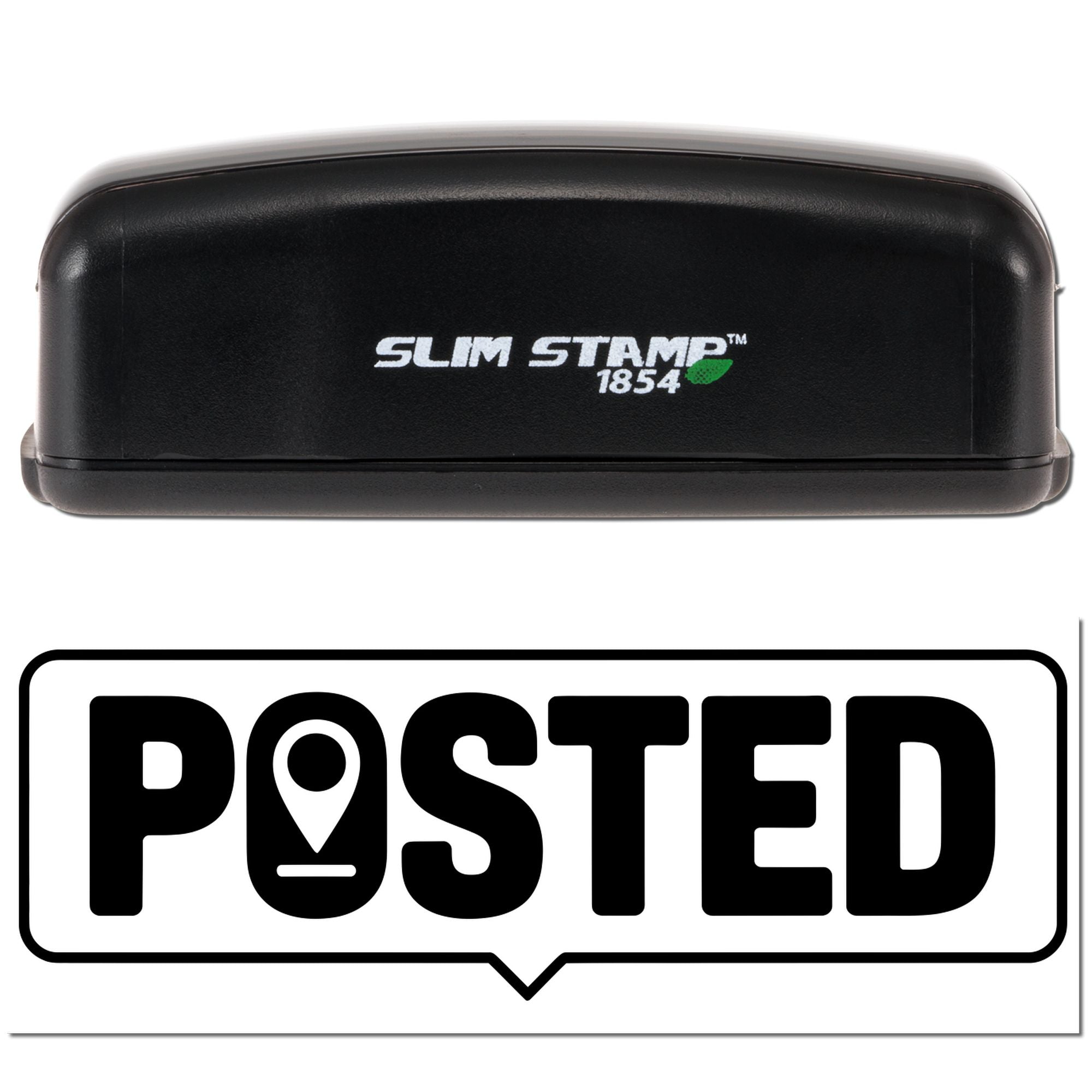 Self-inking Slim Stamp 1854 rubber stamp with POSTED imprint for marking mail and documents.