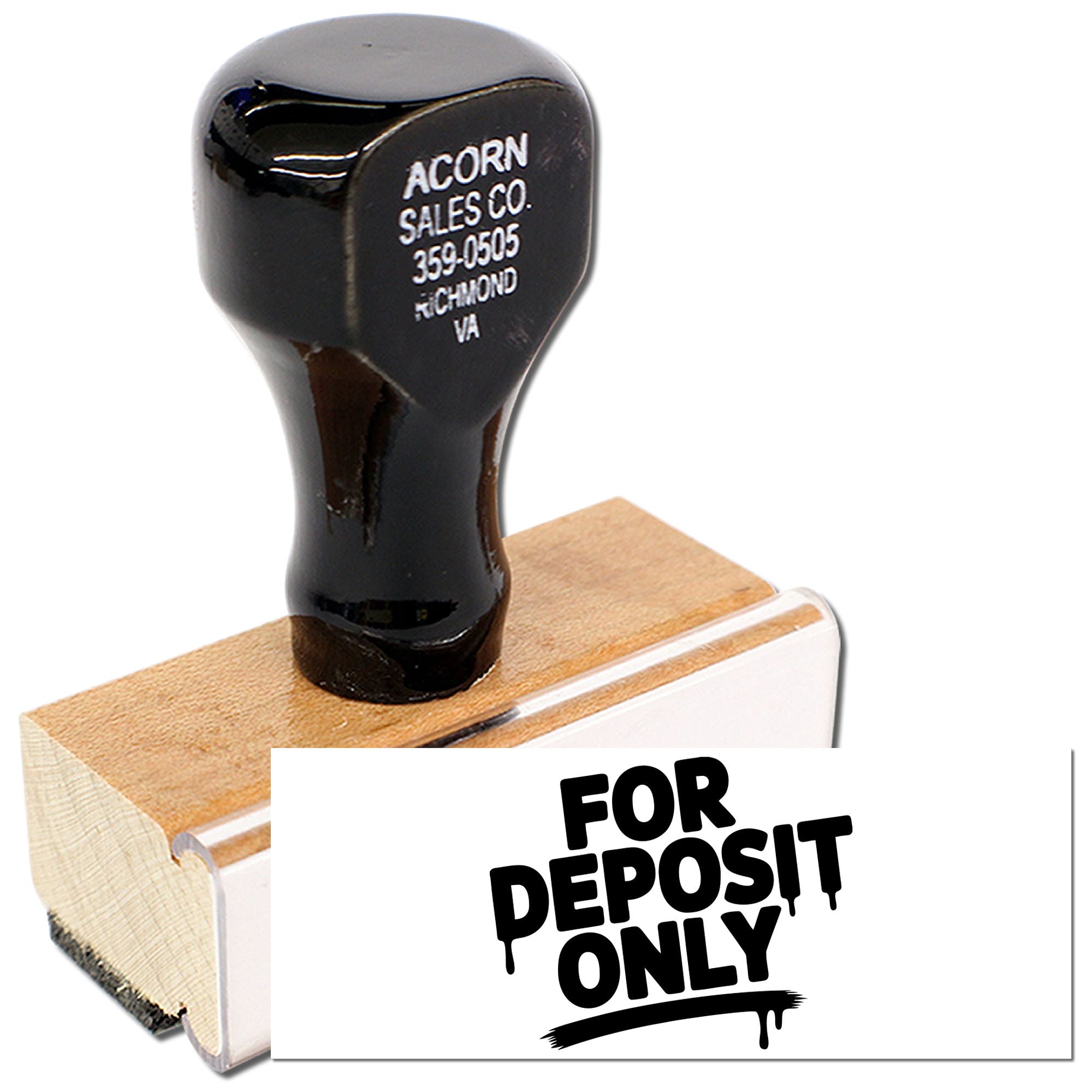 For Deposit Only rubber stamp for business check endorsement and bank deposit processing, custom company imprint.