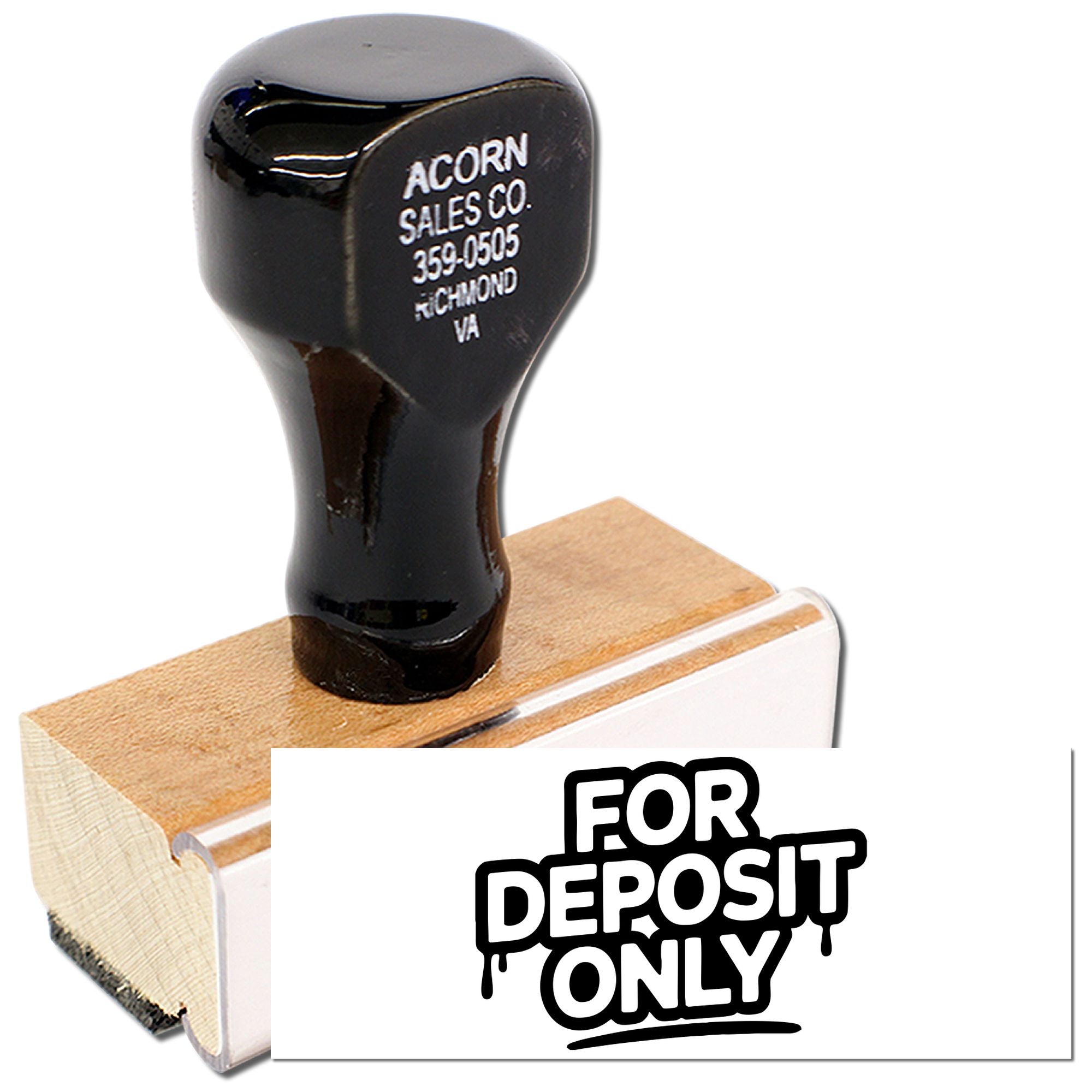Custom rubber stamp with For Deposit Only bank endorsement for check processing