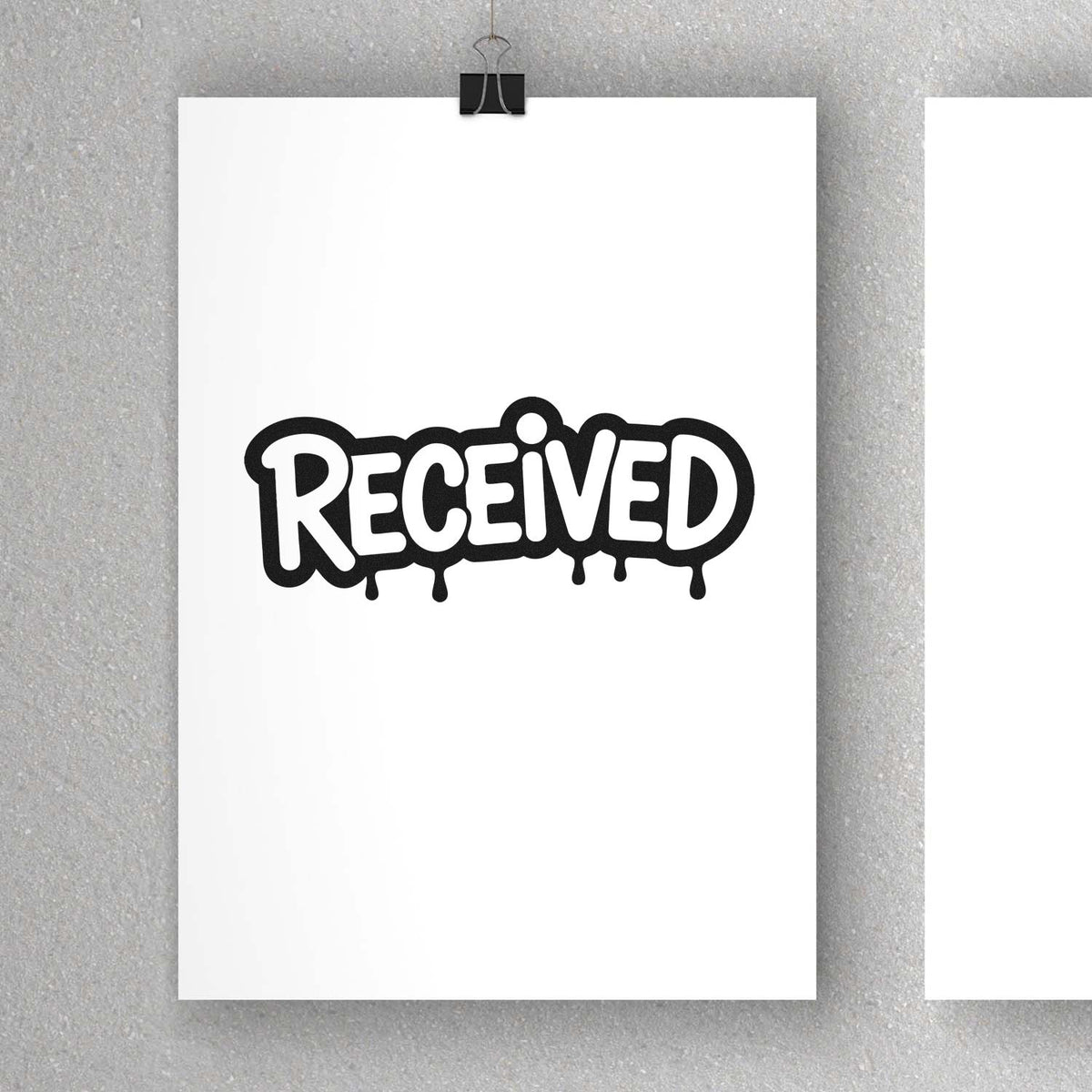 Received rubber stamp design for mail, invoices, and office document processing.