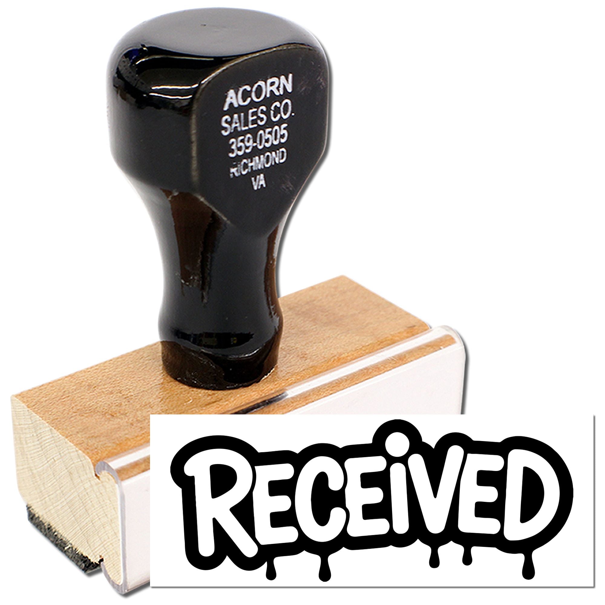 Self-inking RECEIVED rubber stamp for marking incoming mail and office documents