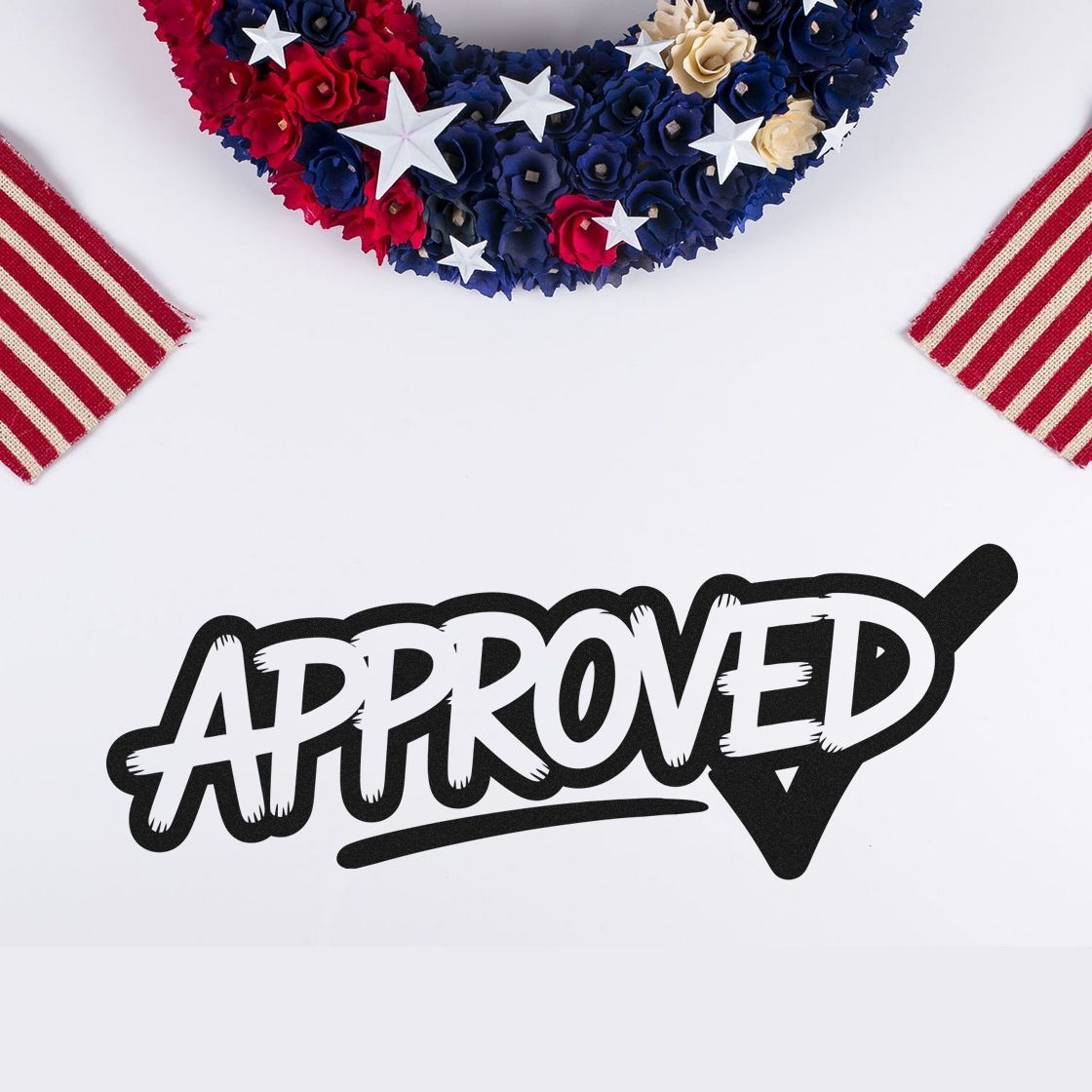 Bold APPROVED rubber stamp design for office, teacher, or craft project approval marks.