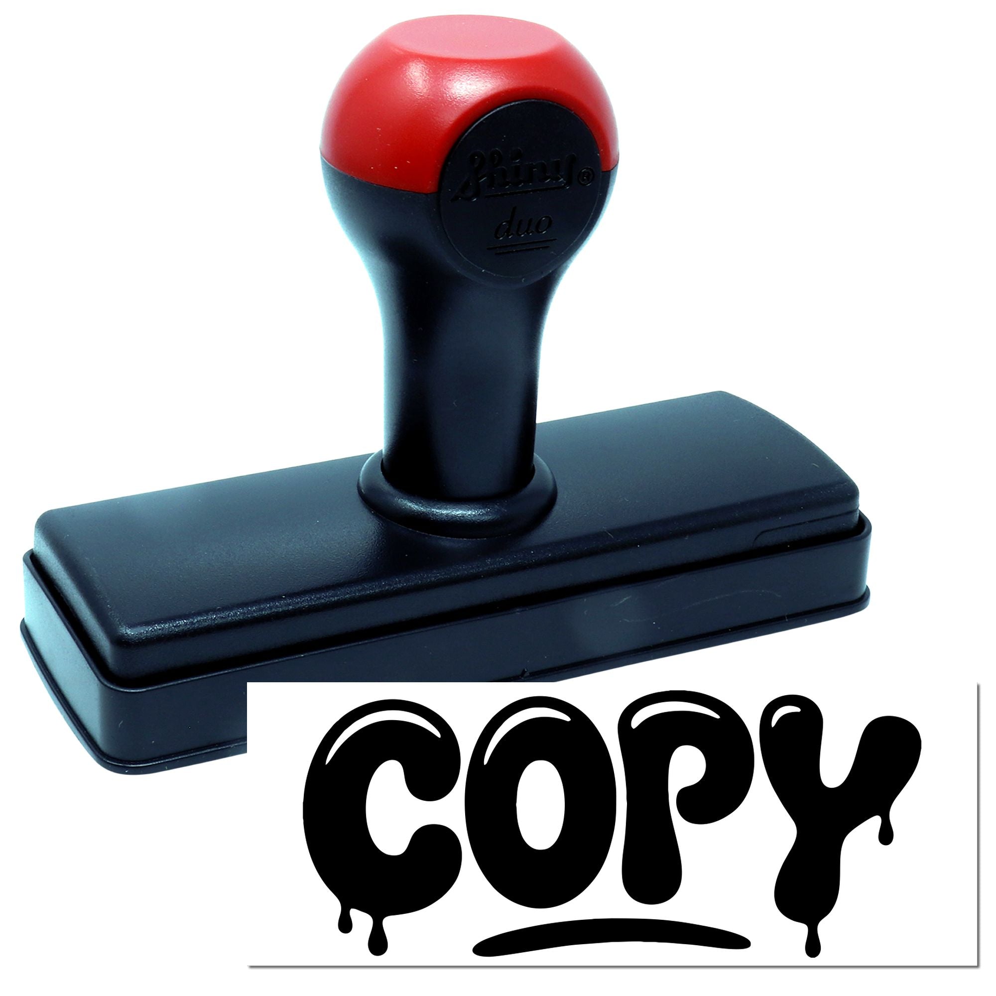 Self-inking rubber copy stamp with bold COPY imprint for office documents and records.