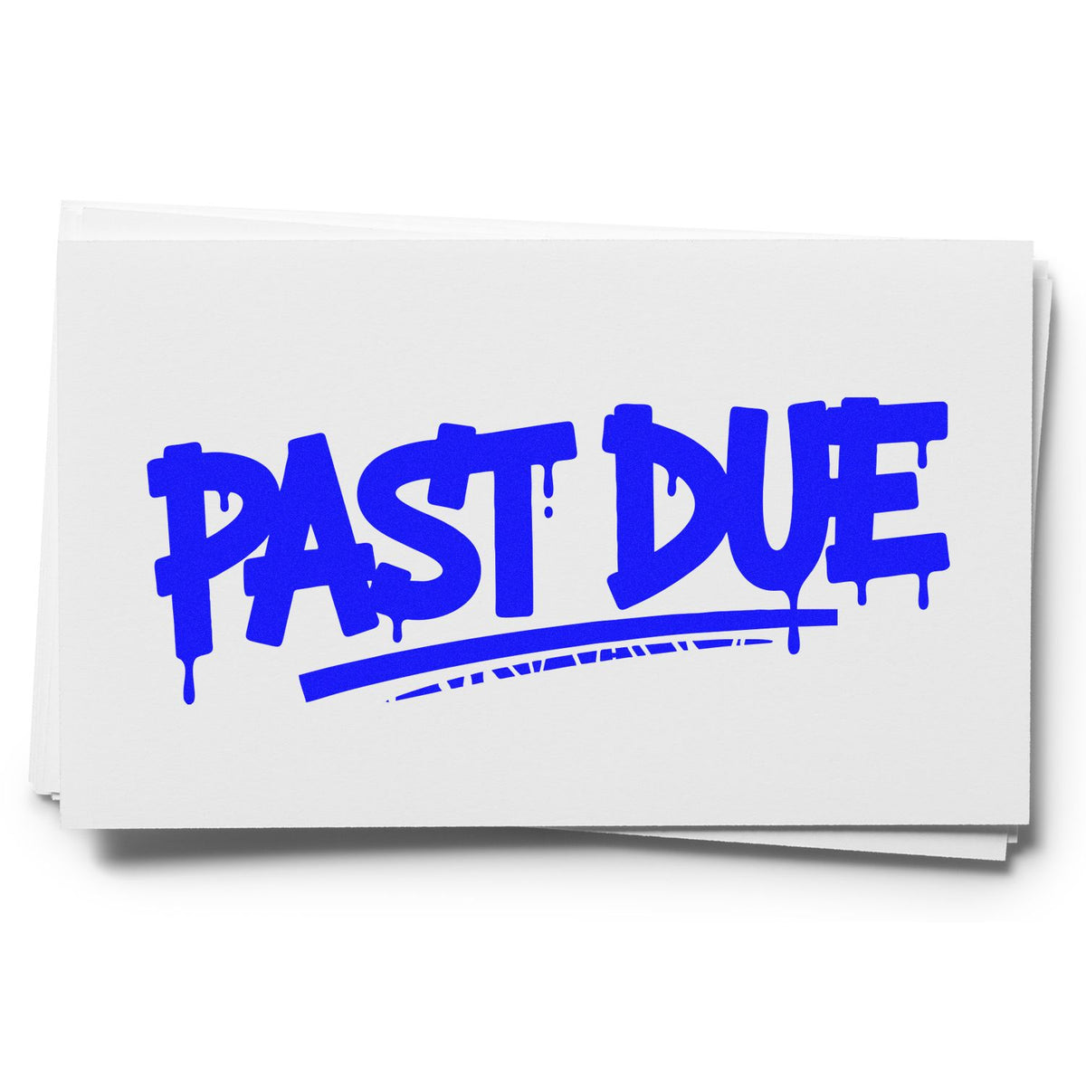 Past Due rubber stamp in bold blue, perfect for late payment notices, billing reminders, and office paperwork.