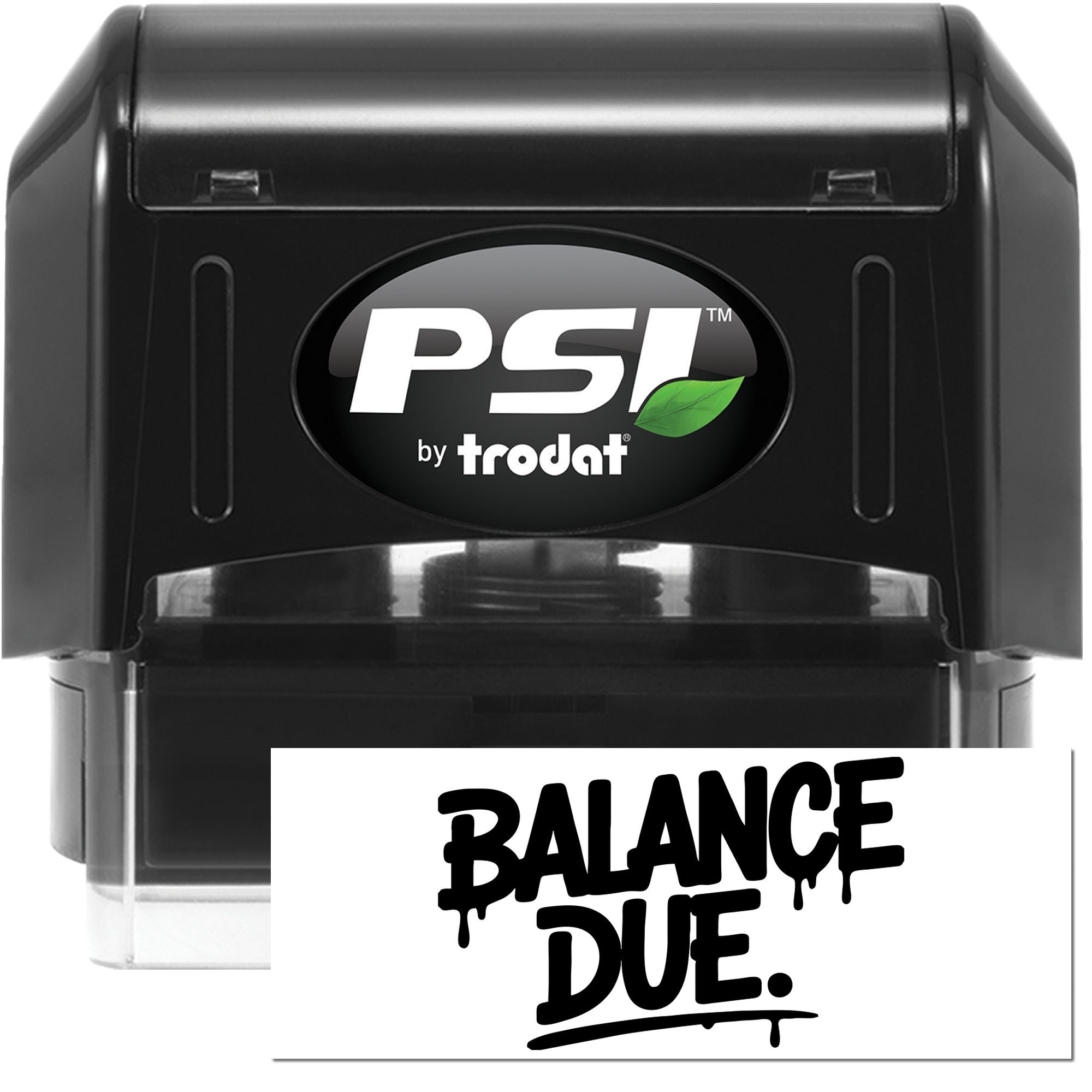 PSI by Trodat self-inking rubber stamp with Balance Due imprint for invoices, accounting, and business payment reminders.