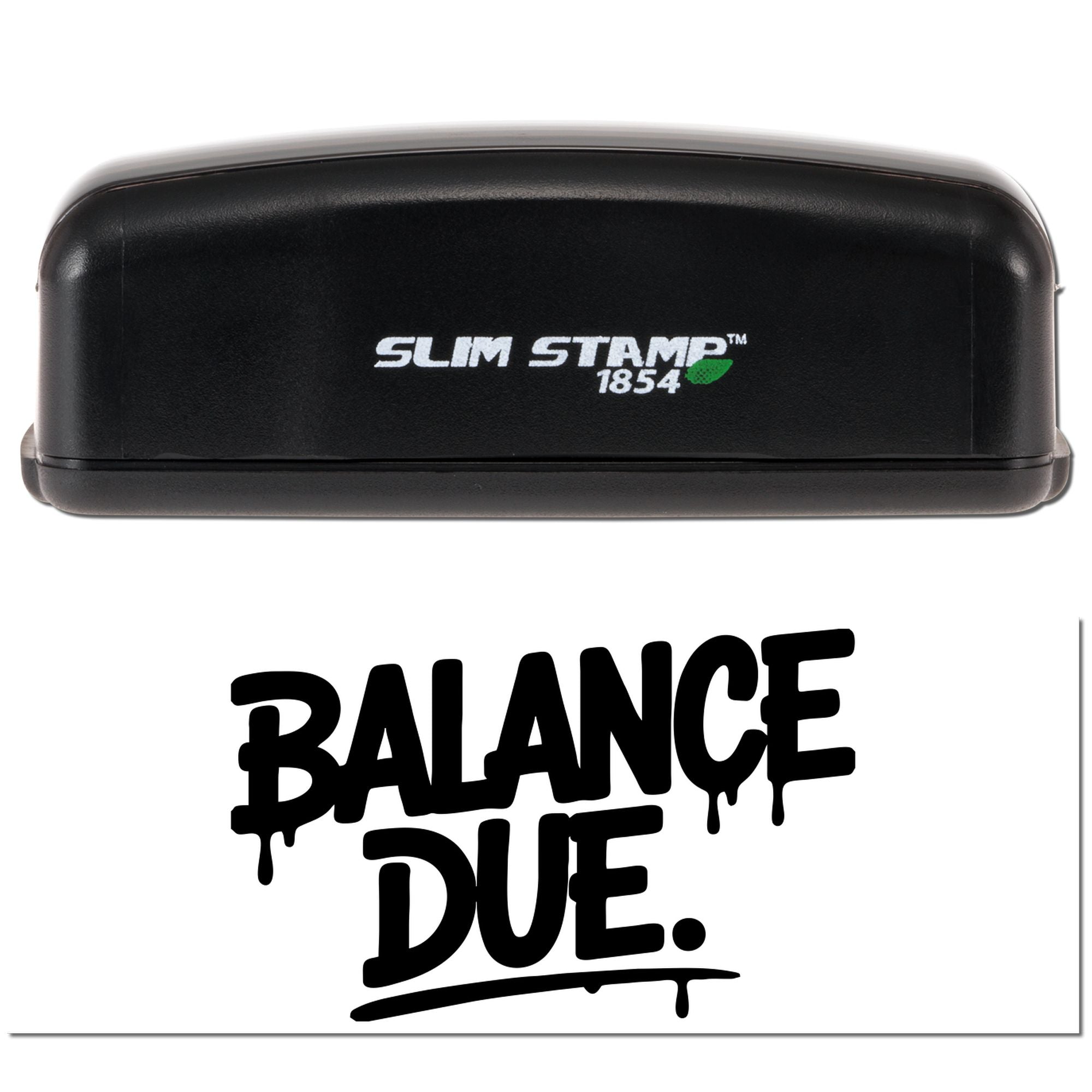 Slim Stamp 1854 self-inking rubber stamp with Balance Due design for invoices, accounting, and payment reminders.