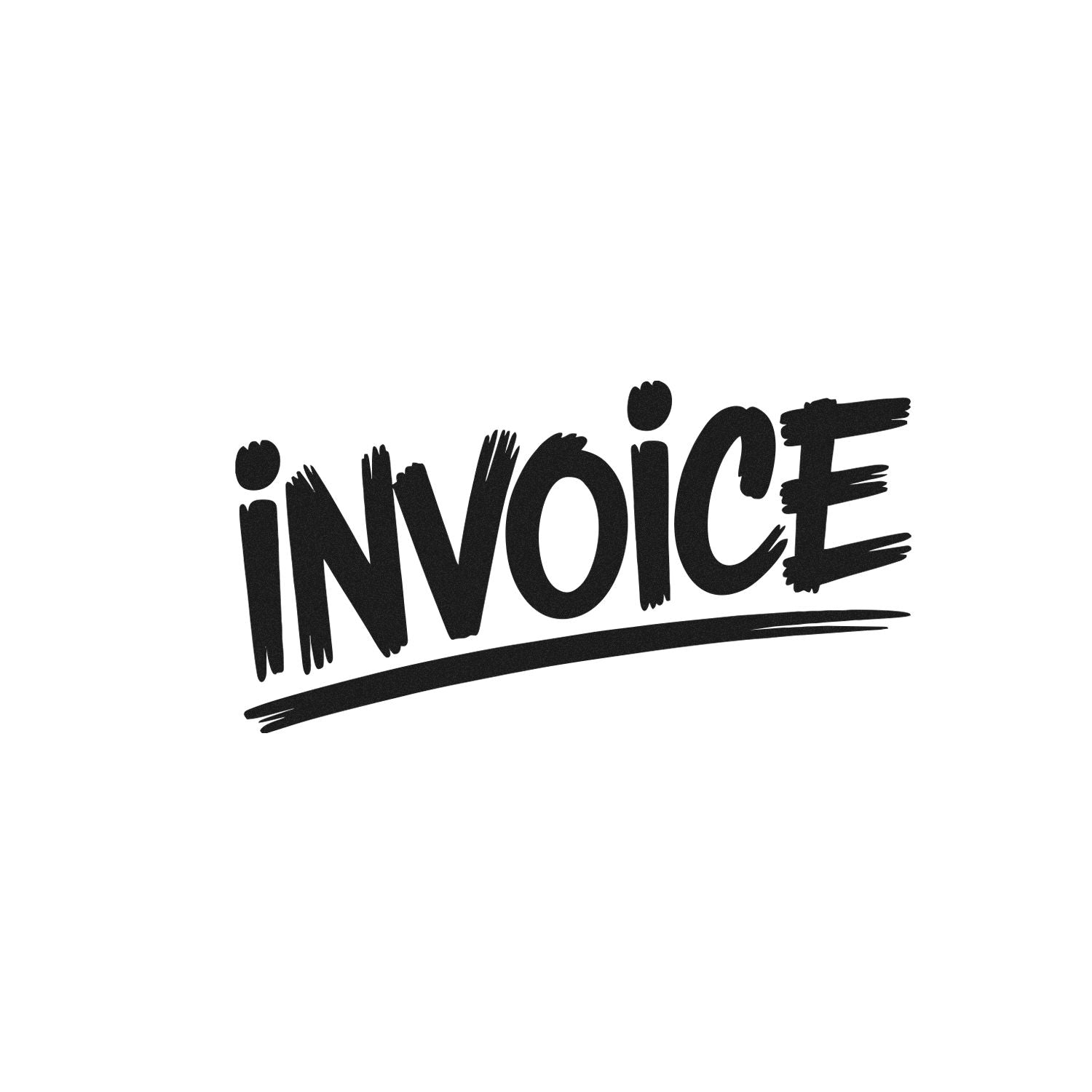 Invoice rubber stamp design with bold black distressed lettering for billing, accounting, and business document marking.