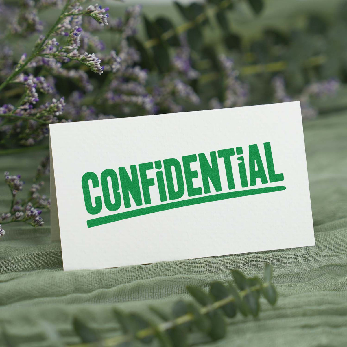 CONFIDENTIAL rubber stamp impression on white card, ideal for document security and office mail labeling