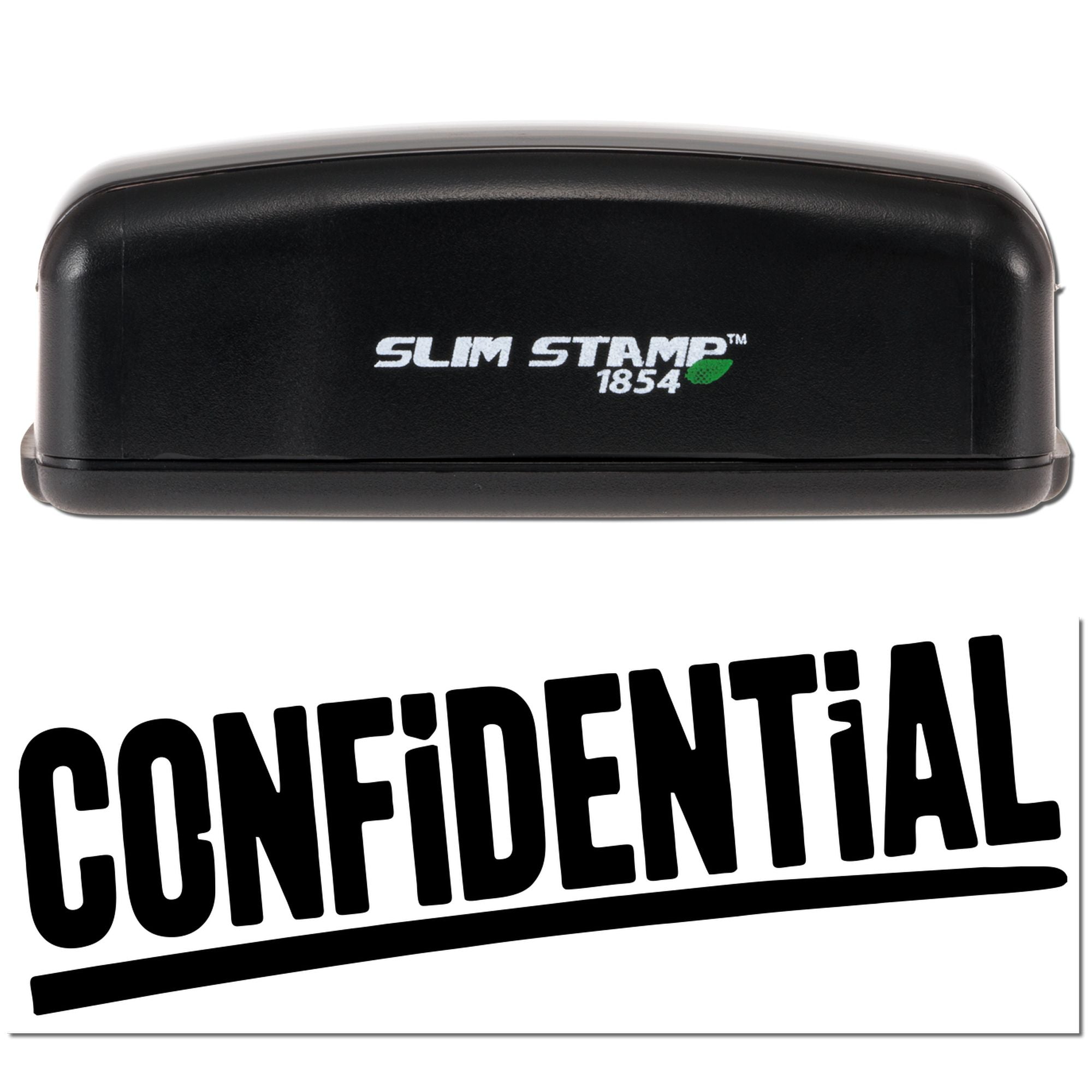 Slim Stamp 1854 self-inking rubber stamp with CONFIDENTIAL imprint for office document security.