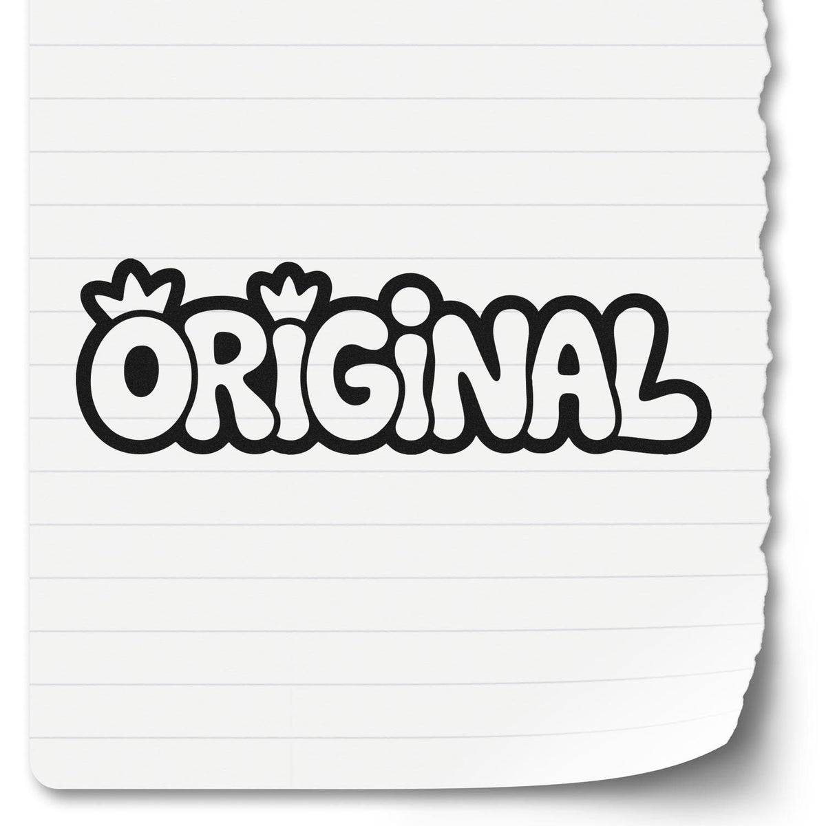 Original bubble letter rubber stamp design for handmade crafts, packaging, and stationery labeling.