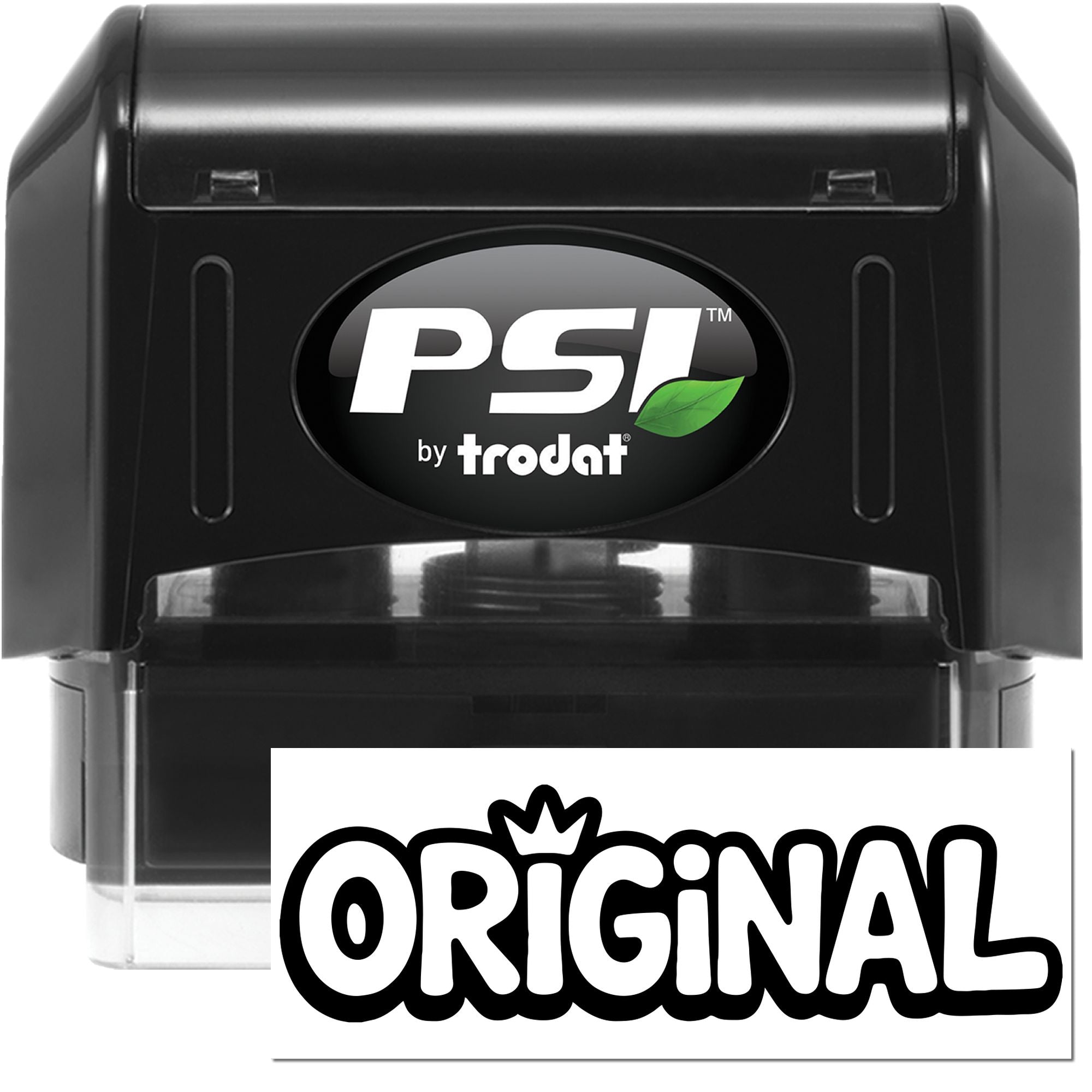 PSI by Trodat self-inking rubber stamp with bold Original imprint for business labeling and branding.